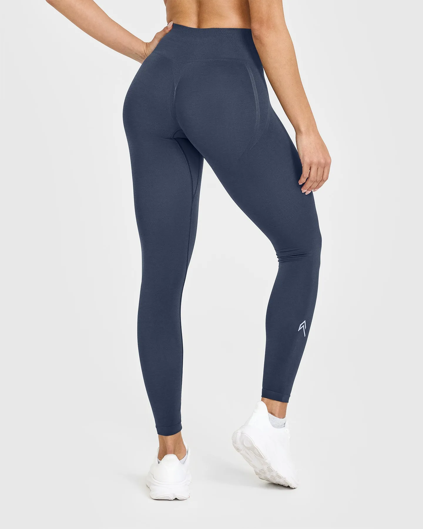 EffortlessLift™ Seamless Leggings with White Logo | True Blue sold by Oner Active product image thumbnail 2