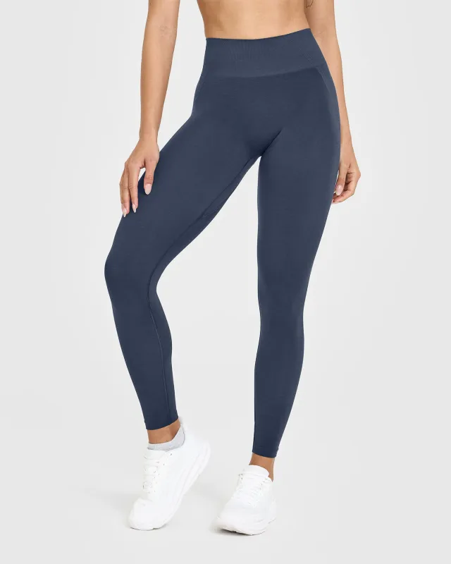EffortlessLift™ Seamless Leggings with White Logo | True Blue sold by Oner Active