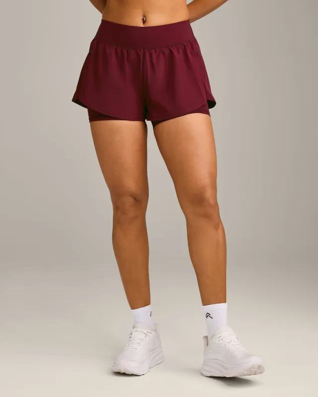 UnifiedMove Double Layer Shorts 5" with Reflective Logo | Rosewood sold by Oner Active