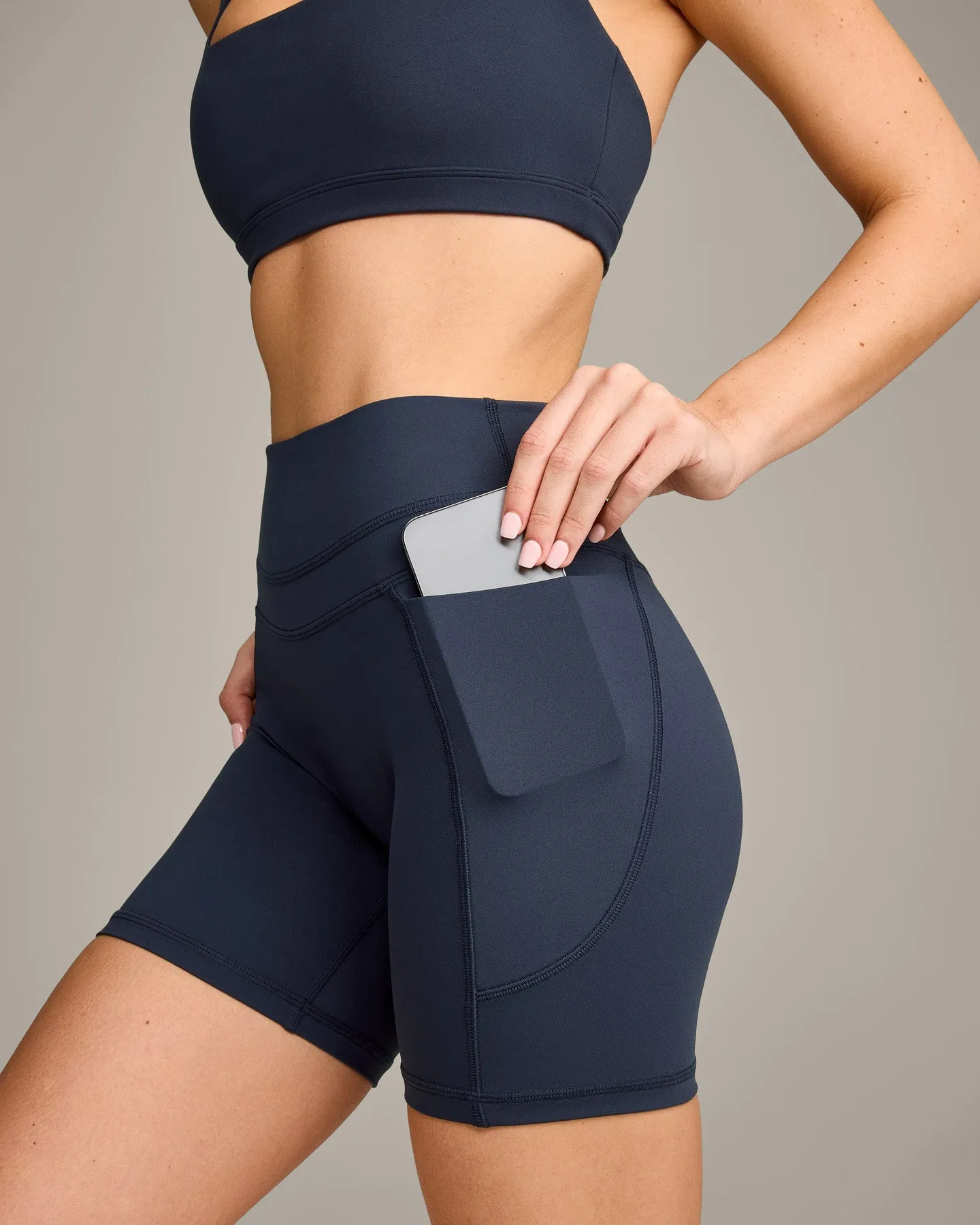 UnifiedMove™ High Waisted Pocket Shorts 6" with Reflective Logo | True Blue sold by Oner Active product image thumbnail 5