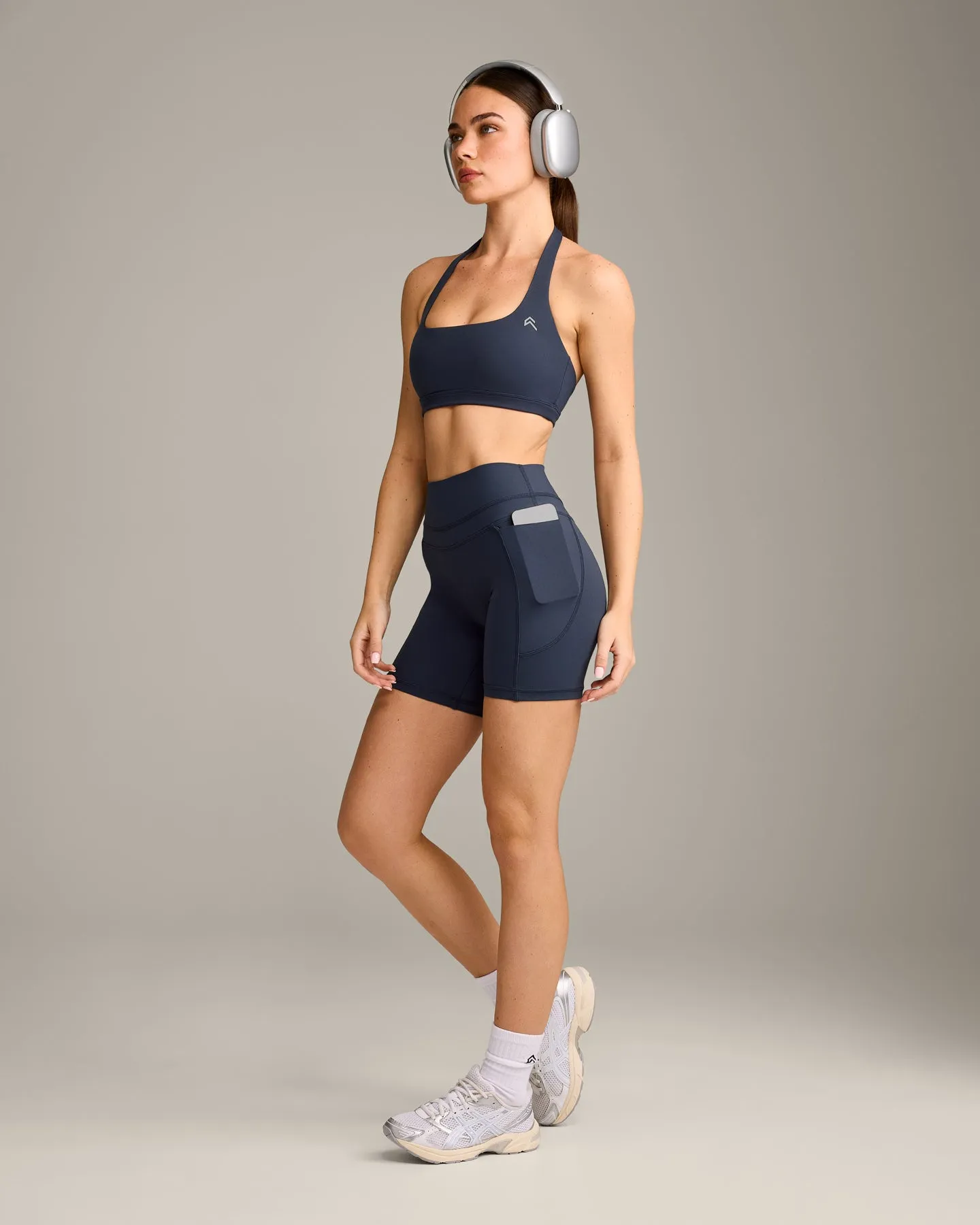 UnifiedMove™ High Waisted Pocket Shorts 6" with Reflective Logo | True Blue sold by Oner Active product image thumbnail 3