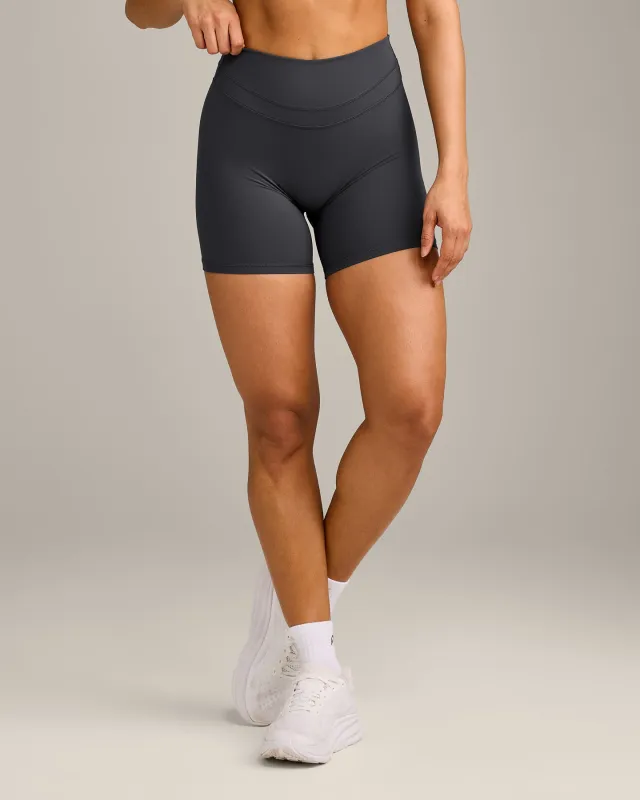 UnifiedMove High Waisted Shorts 6" with Reflective Logo | Coal sold by Oner Active