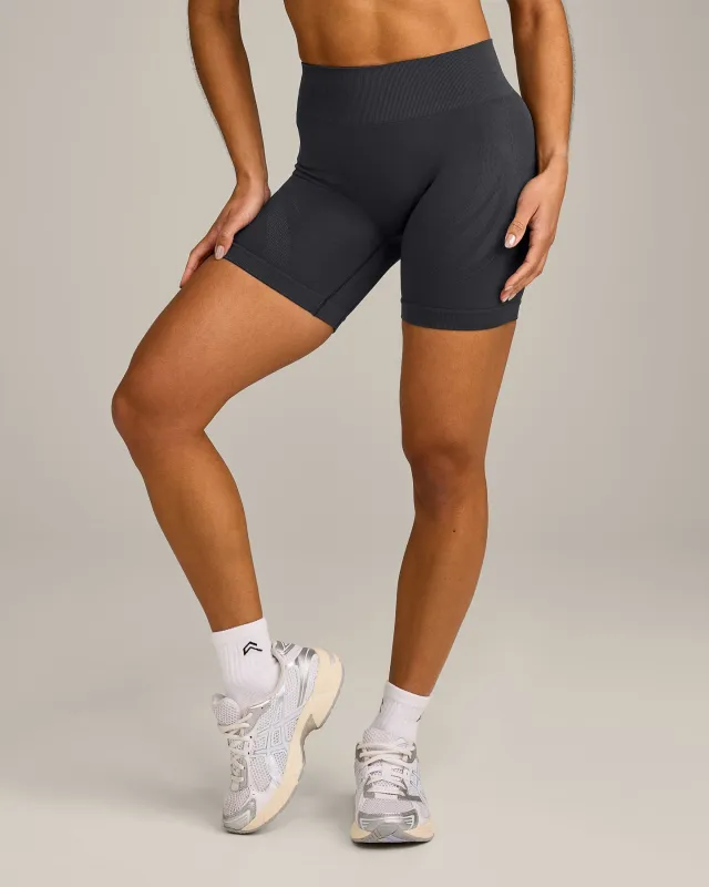EnhanceLift™ Seamless Shorts with Grey Logo | Coal made by Oner Active