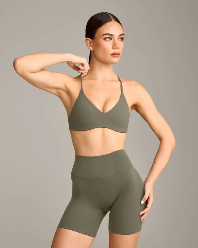 EasyLift™ Ultra Minimal Bralette with Grey Logo | Alpine Green sold by Oner Active