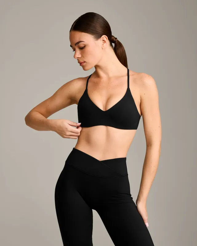 EasyLift™ Ultra Minimal Bralette with Grey Logo | Black sold by Oner Active