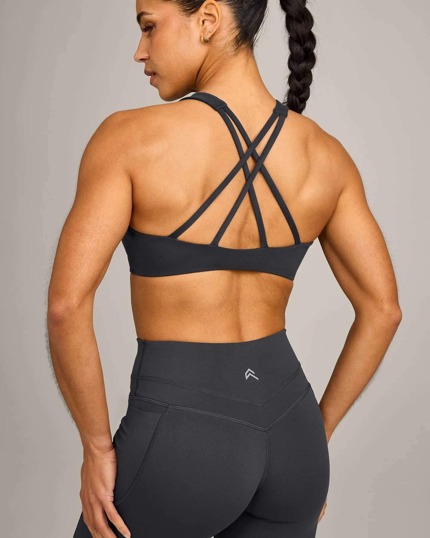 EasyLift™ High Neck Sports Bra with Grey Logo | Coal sold by Oner Active product image thumbnail 4