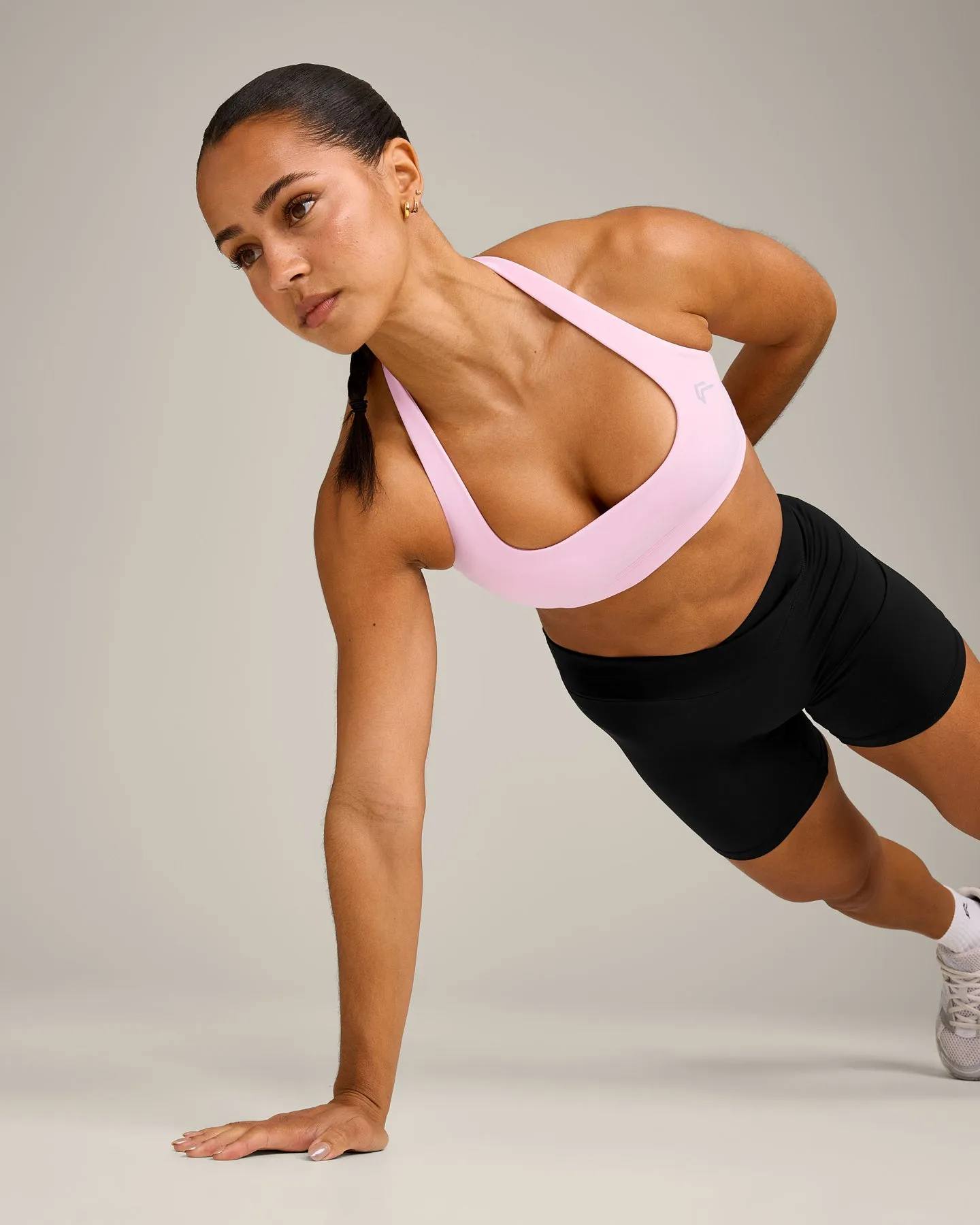 EasyLift™ Halter Bralette with Grey Logo | Chalk Pink sold by Oner Active product image thumbnail 5