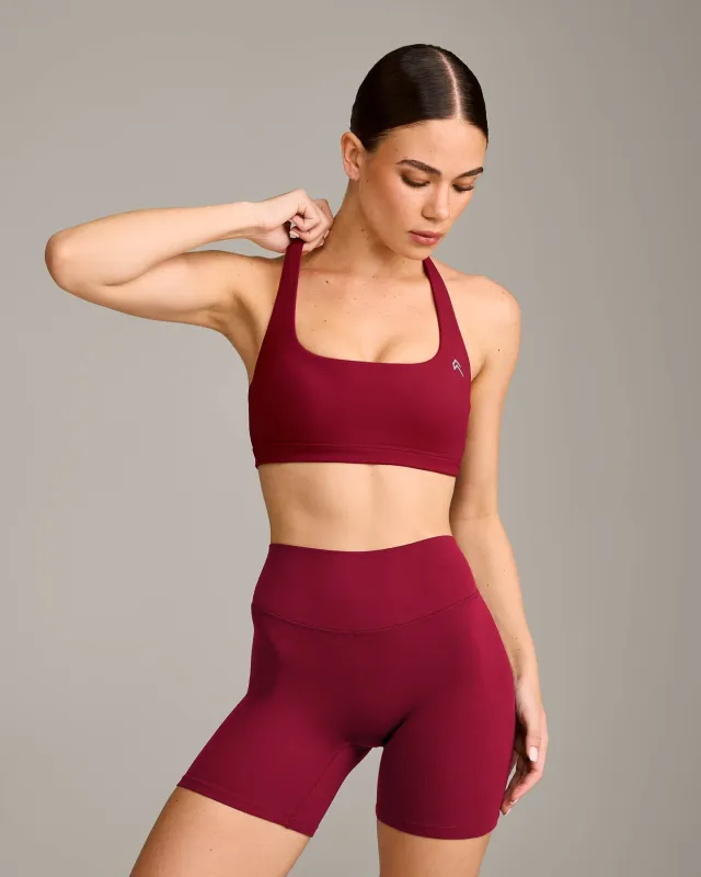 EasyLift™ Halter Bralette with Grey Logo | Ruby Red made by Oner Active