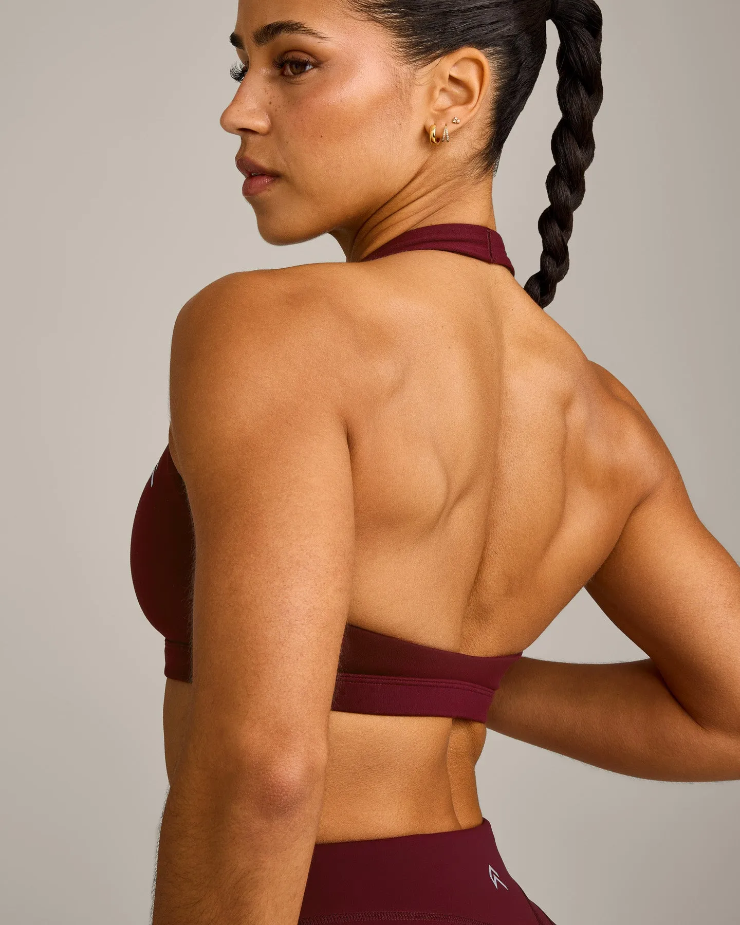 EasyLift™ Halter Bralette with Grey Logo | Rosewood sold by Oner Active product image thumbnail 4