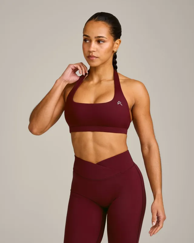 EasyLift™ Halter Bralette with Grey Logo | Rosewood made by Oner Active
