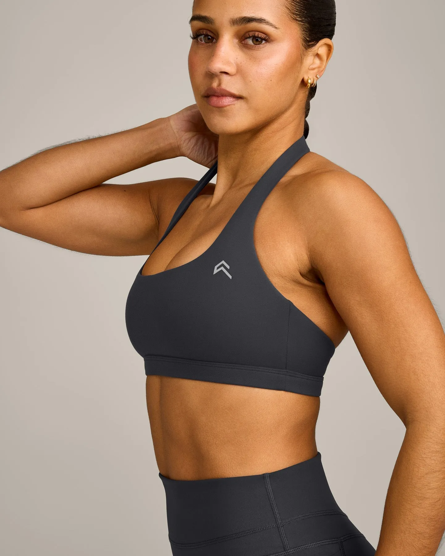 EasyLift™ Halter Bralette with Grey Logo | Coal sold by Oner Active product image thumbnail 5
