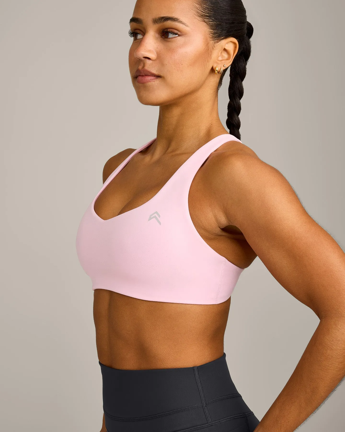 EasyLift™ Cross Back Sports Bra with Grey Logo | Chalk Pink sold by Oner Active product image thumbnail 5