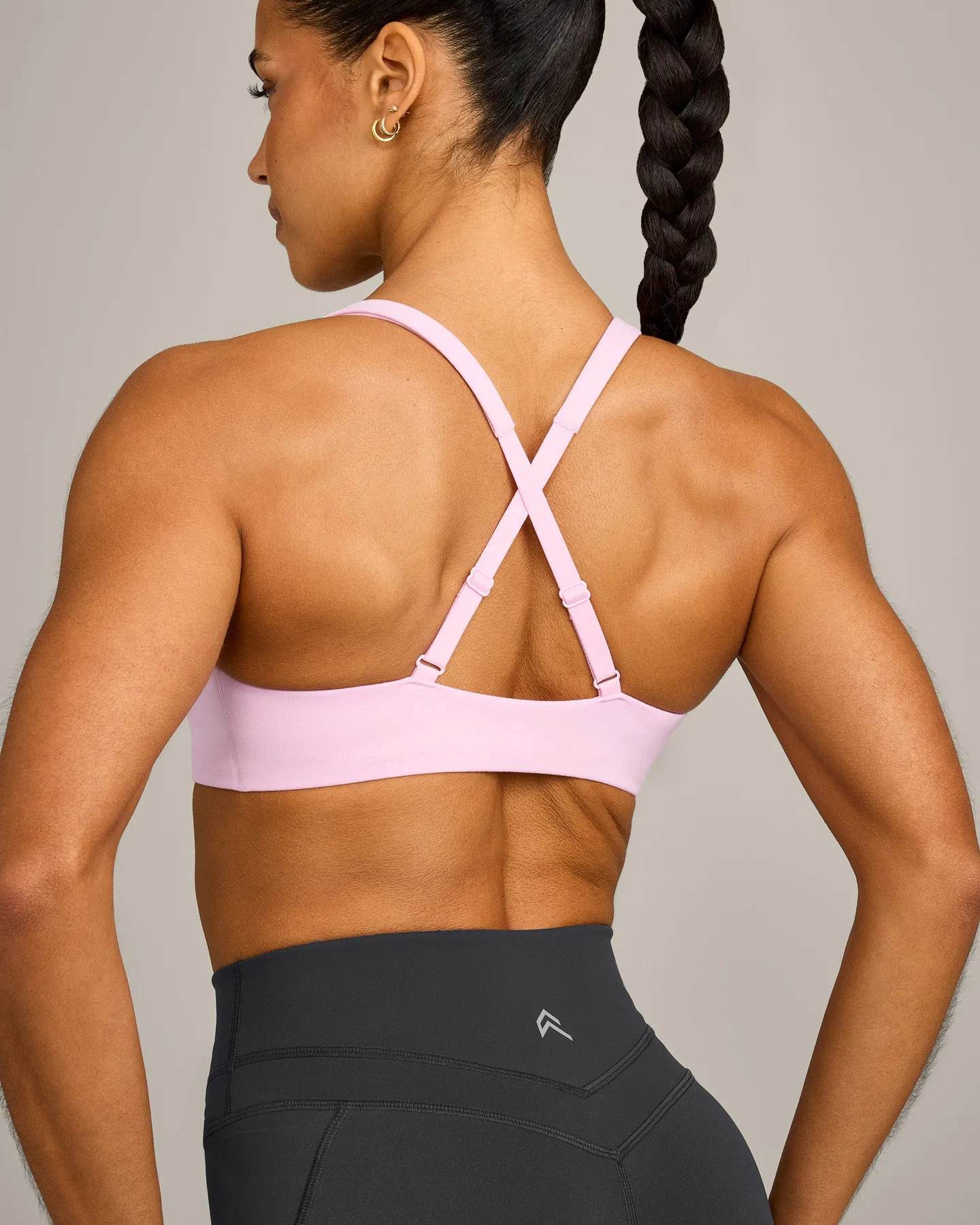 EasyLift™ Cross Back Sports Bra with Grey Logo | Chalk Pink sold by Oner Active product image thumbnail 4