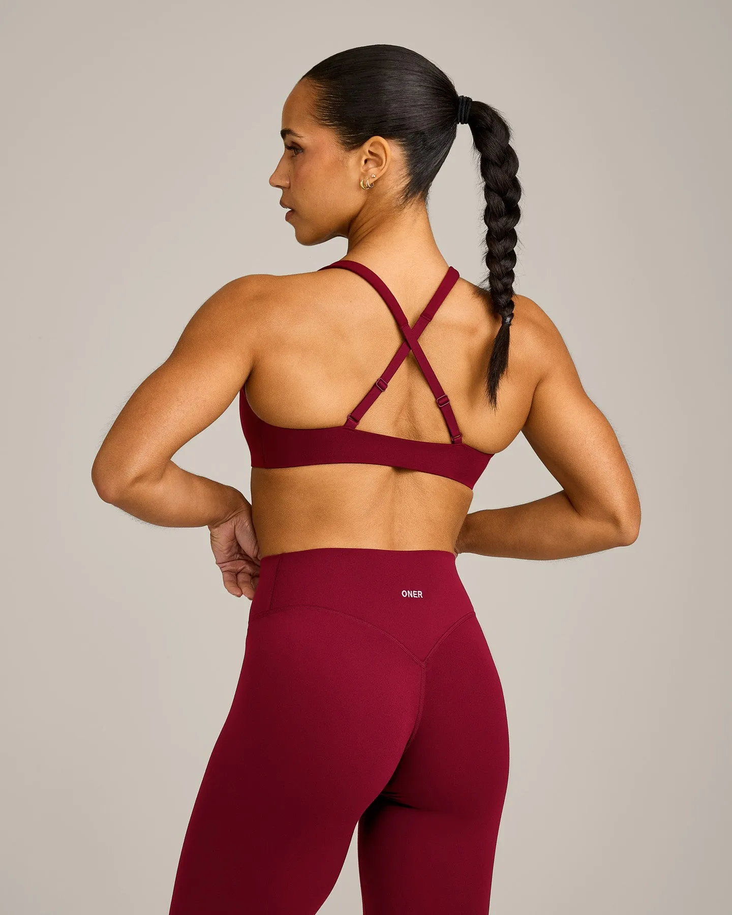 EasyLift™ Cross Back Sports Bra with Grey Logo | Ruby Red sold by Oner Active product image thumbnail 2