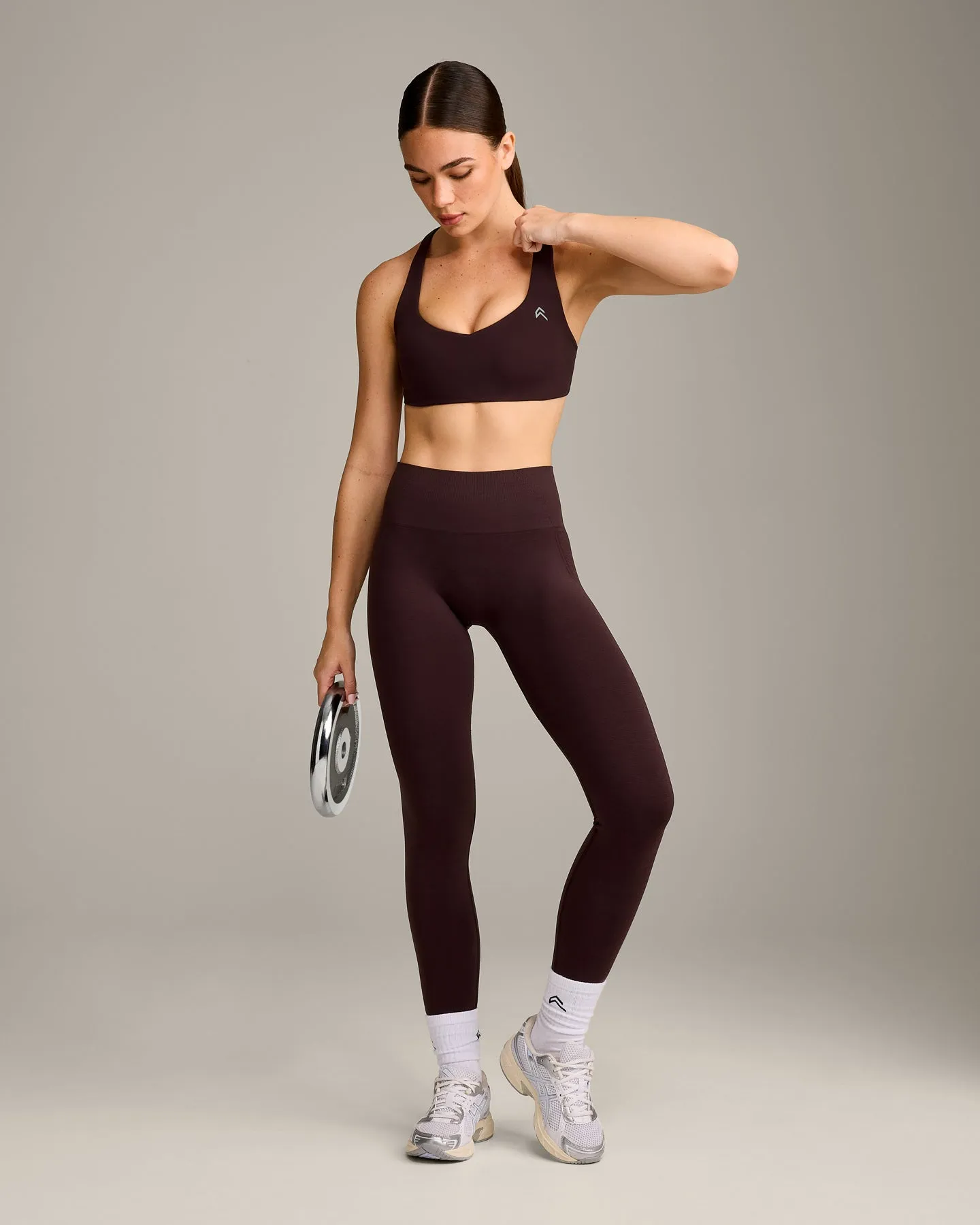 EasyLift™ Cross Back Sports Bra with Grey Logo | Plum Brown sold by Oner Active product image thumbnail 3