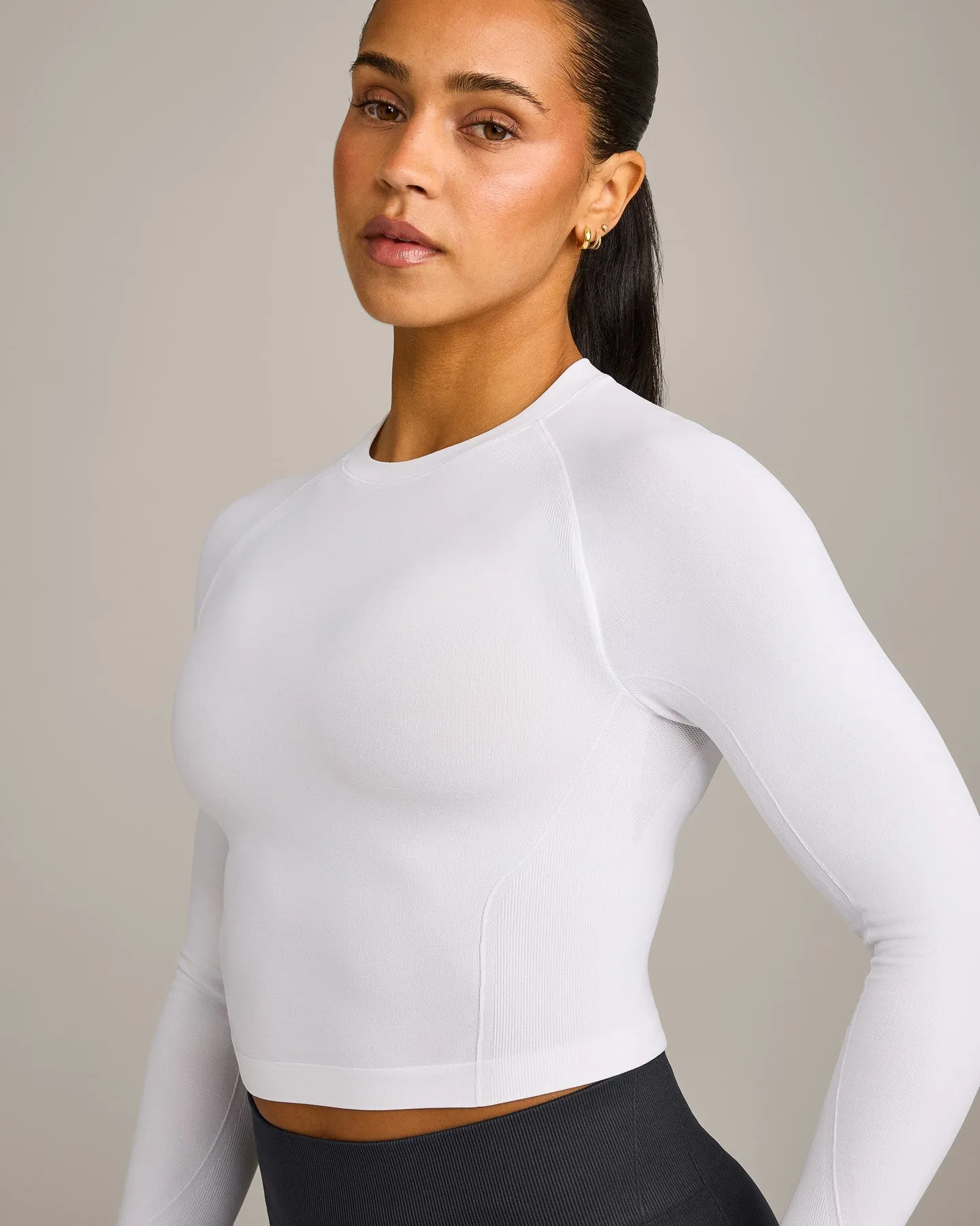 Oner Seamless Fitted Long Sleeve Mid Top | White sold by Oner Active product image thumbnail 5