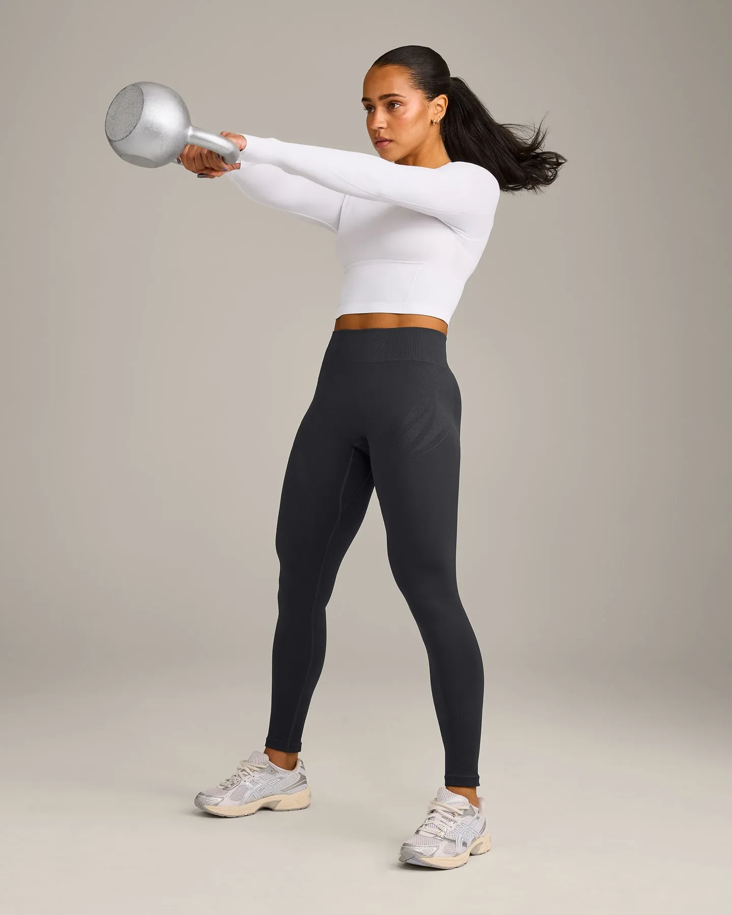 Oner Seamless Fitted Long Sleeve Mid Top | White sold by Oner Active product image thumbnail 3