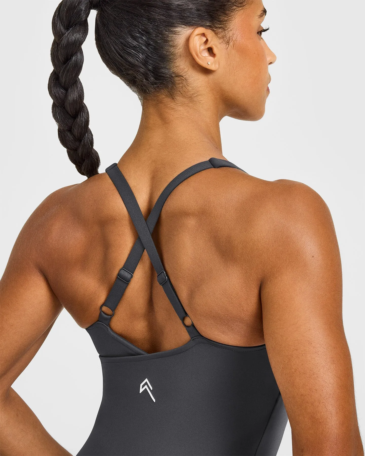 UnifiedMove™ V Neck Cross Back Vest White Logo | Coal sold by Oner Active product image thumbnail 4