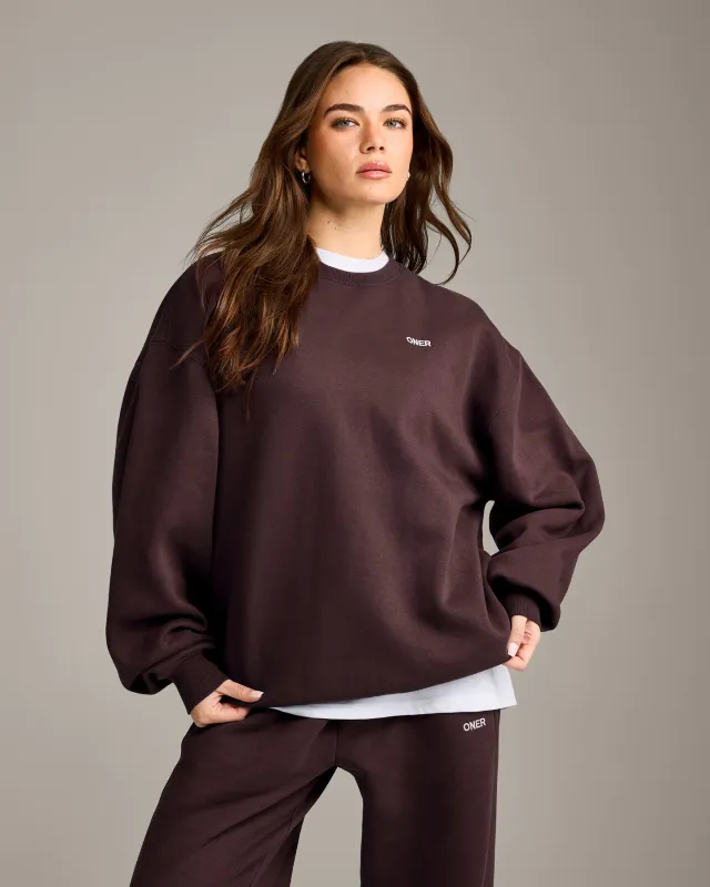Foundations Cosy Oversized Sweatshirt | Plum Brown made by Oner Active