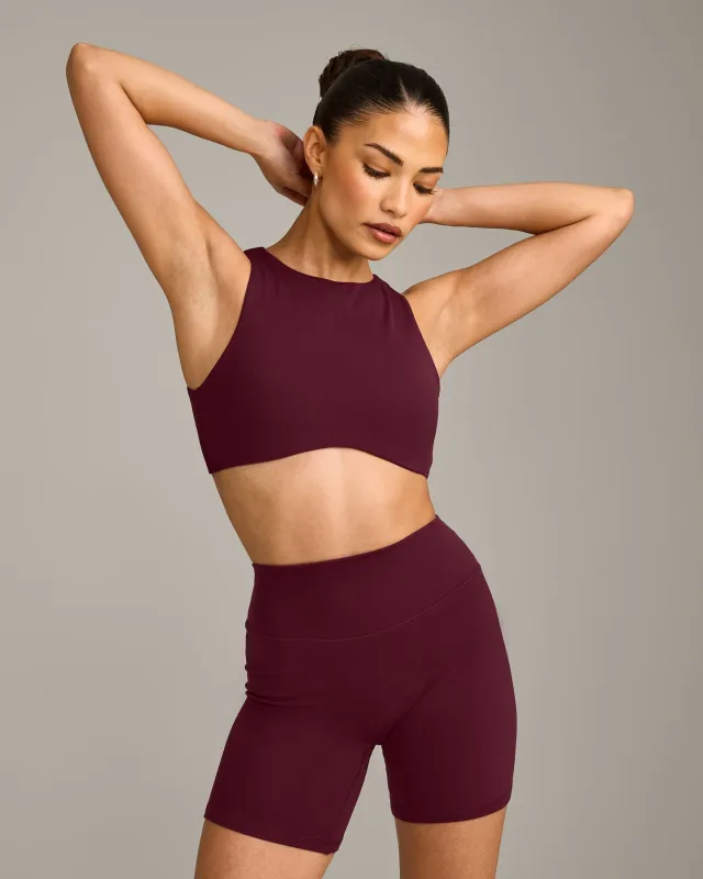 SoftMotion™ High Neck Sports Bra with Grey Logo | Cherry Lacquer Purple made by Oner Active