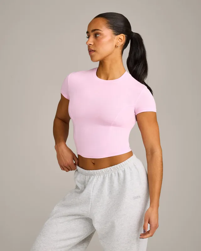 Mellow™ Motion Crew Neck Mid Top | Chalk Pink made by Oner Active