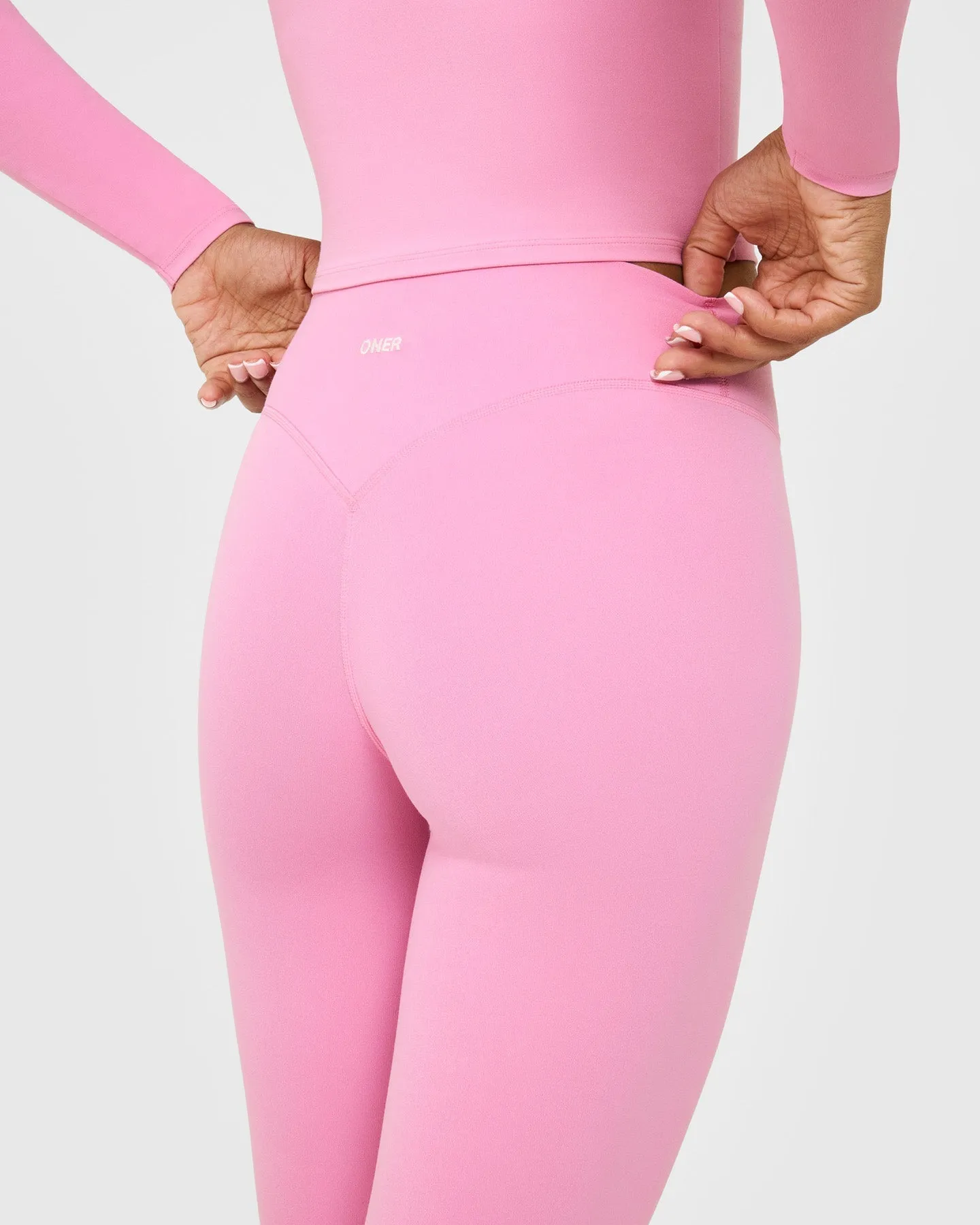 SoftMotion™ High Waisted Leggings with White Logo | Rose Pink sold by Oner Active product image thumbnail 4