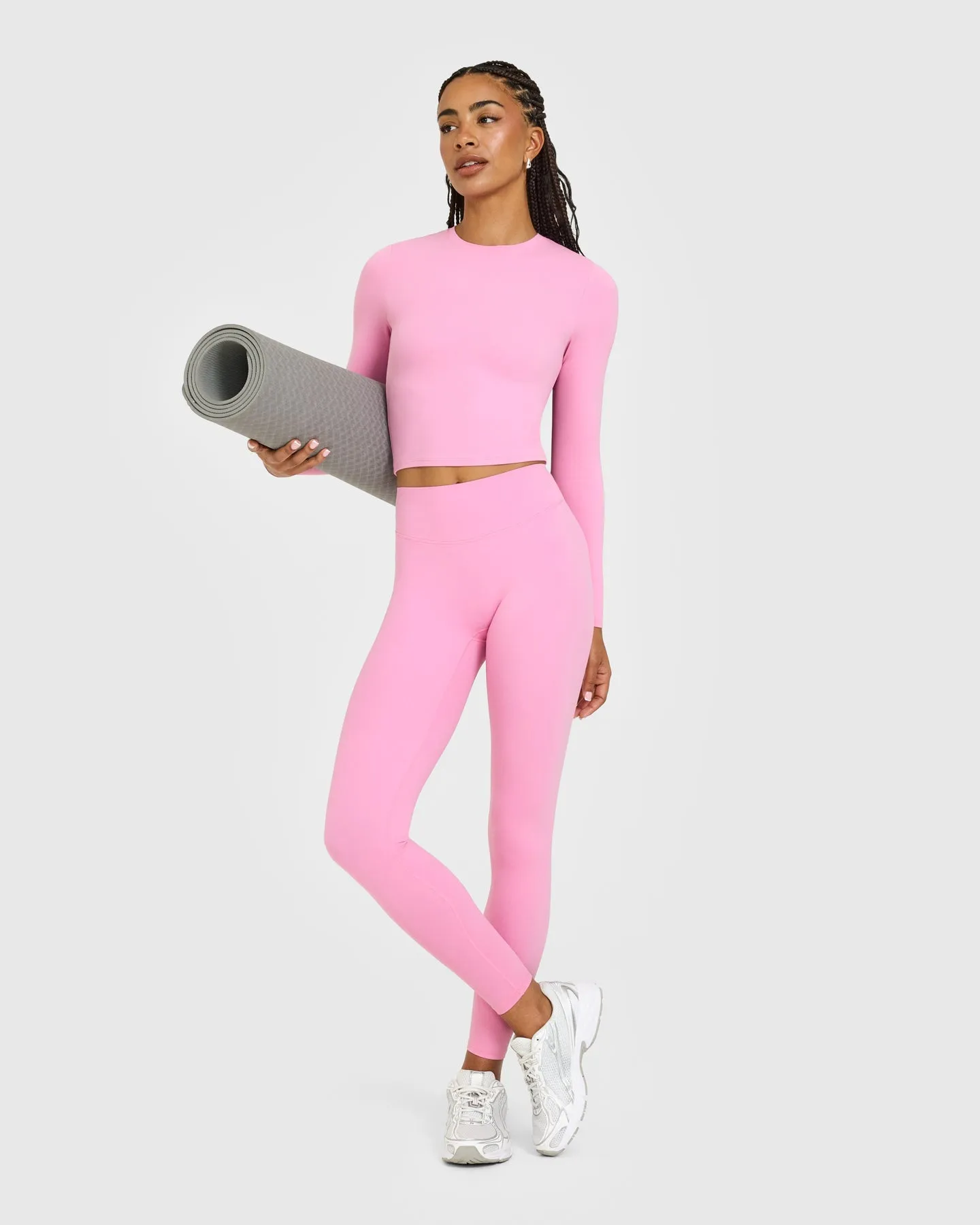 SoftMotion™ High Waisted Leggings with White Logo | Rose Pink sold by Oner Active product image thumbnail 3