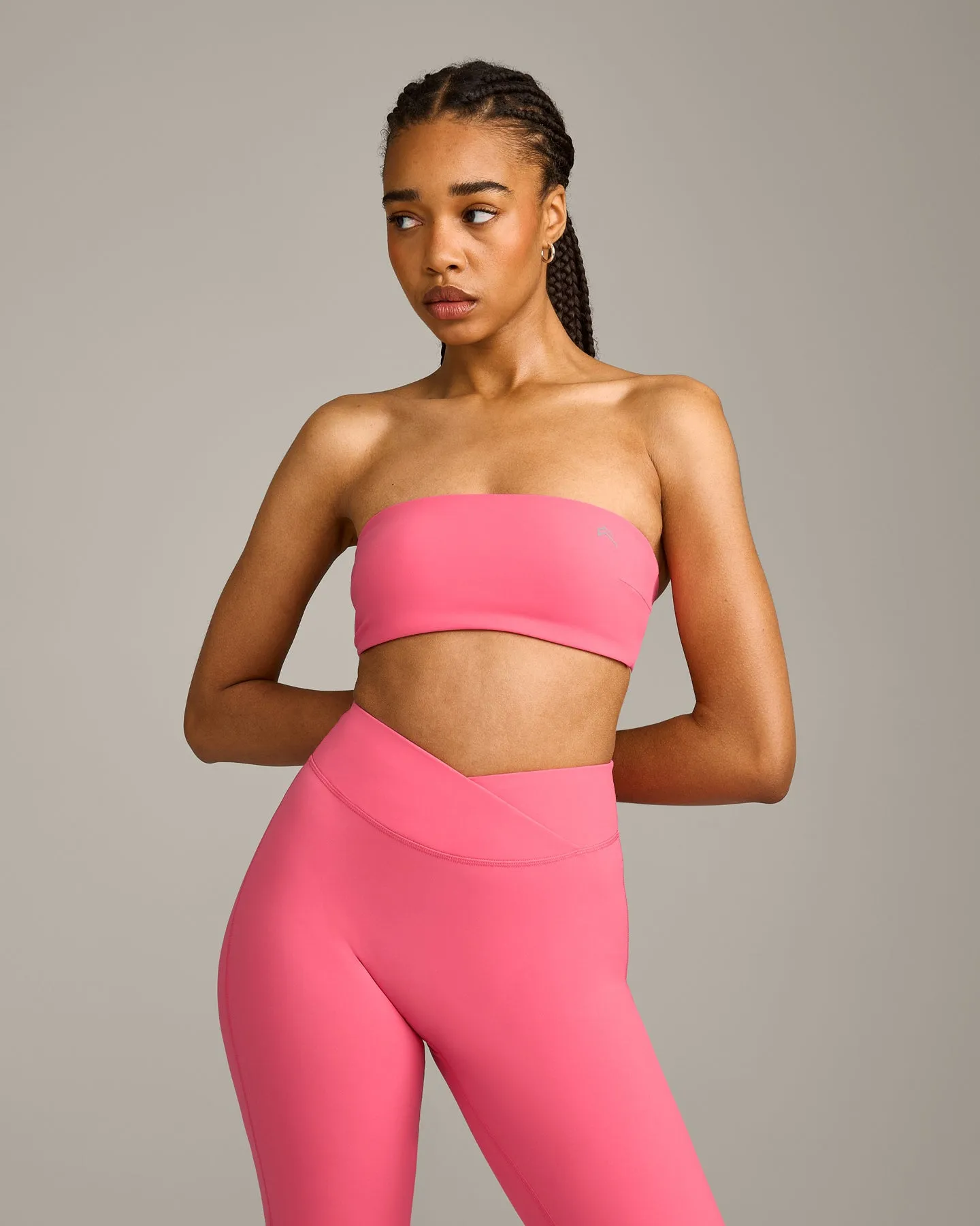 UnifiedMove Micro Bandeau Bralette with Reflective Logo | Hot Girl Pink sold by Oner Active