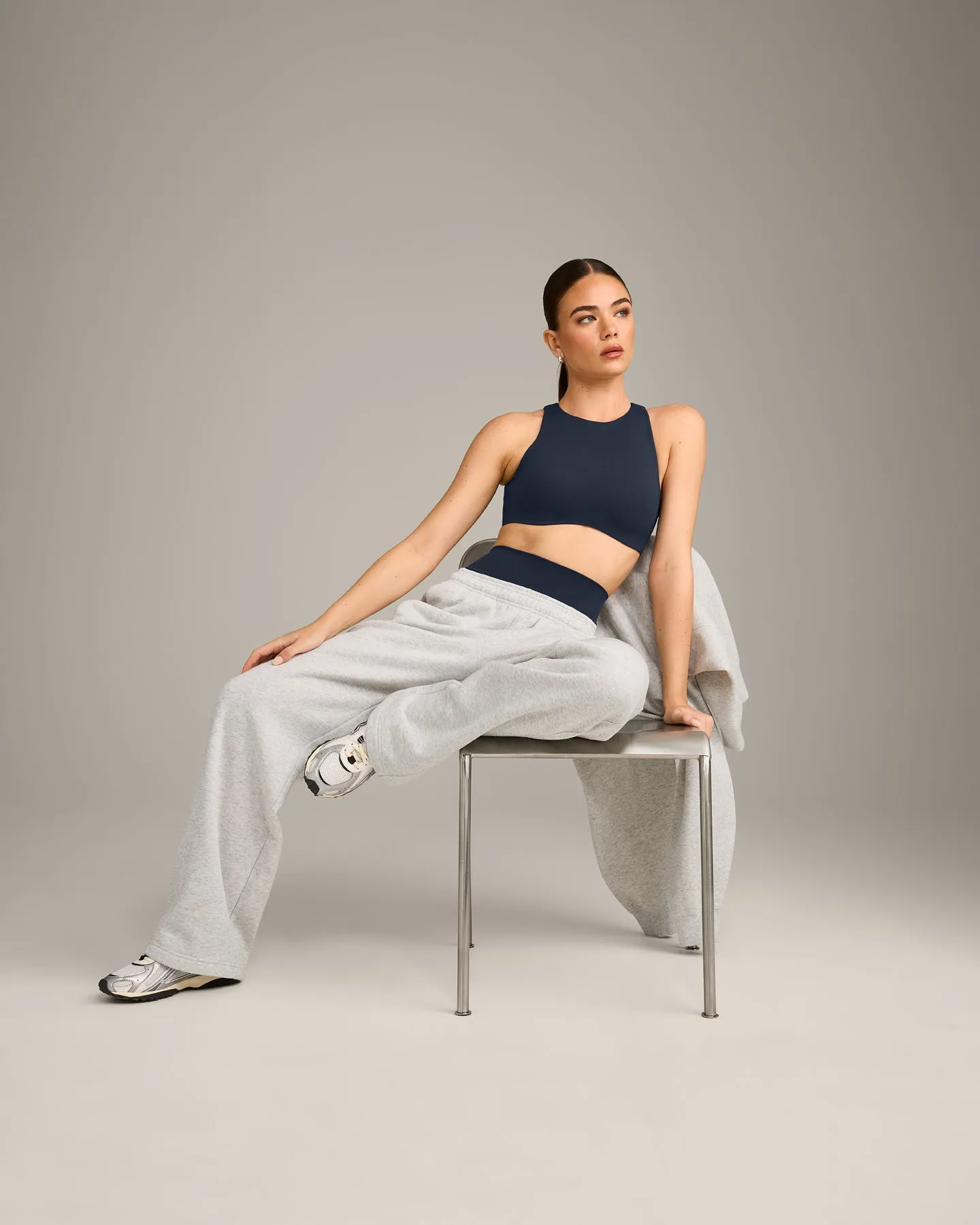 SoftMotion™ High Neck Sports Bra with Grey Logo | True Blue sold by Oner Active product image thumbnail 3