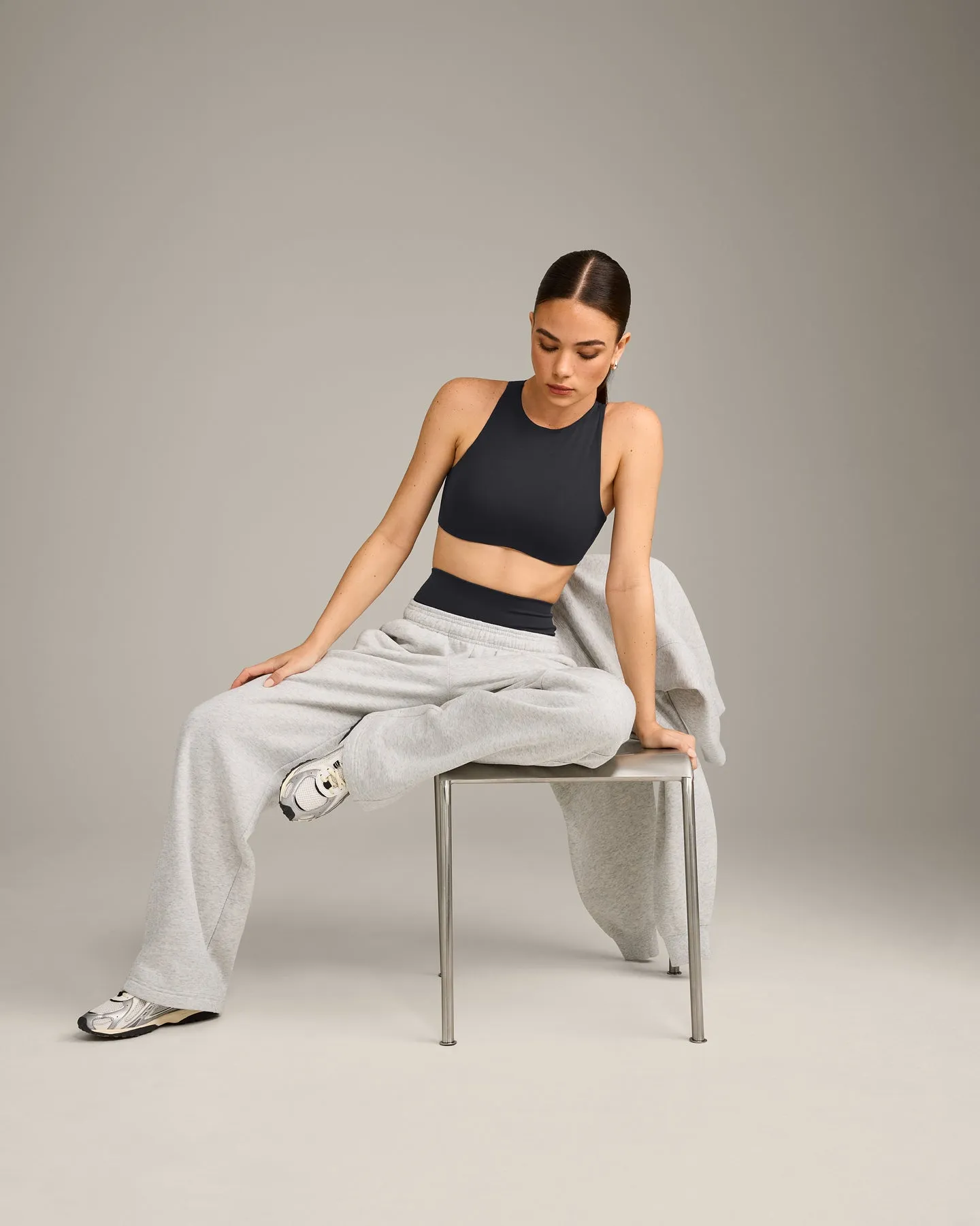 SoftMotion™ High Neck Sports Bra with Grey Logo | Coal sold by Oner Active product image thumbnail 3