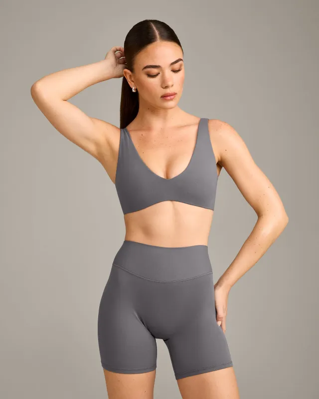 SoftMotion™ Scoop Back Bralette with Gray Logo | Ash Gray made by Oner Active