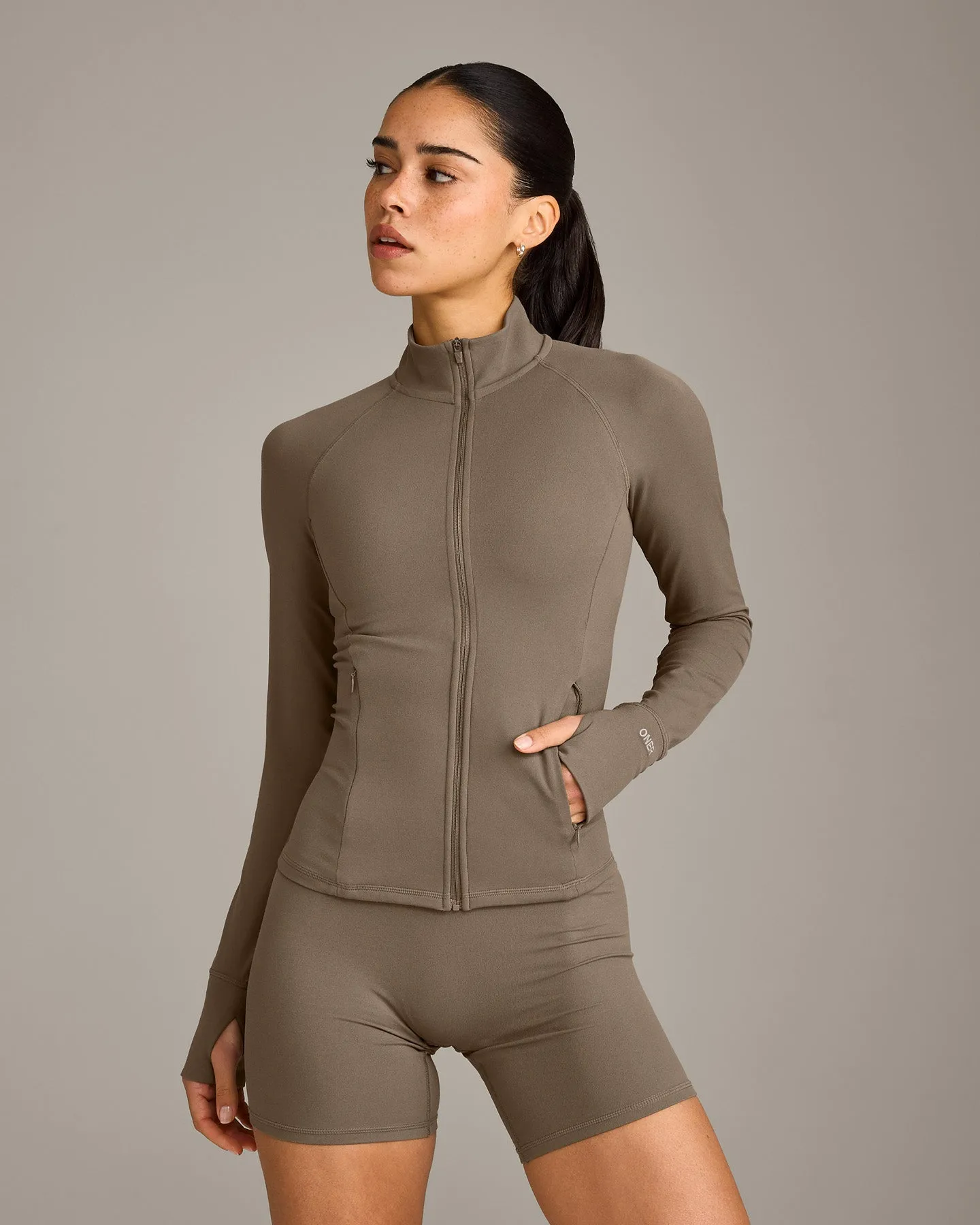 SoftMotion™ Jacket with Grey Logo | Moss Brown sold by Oner Active