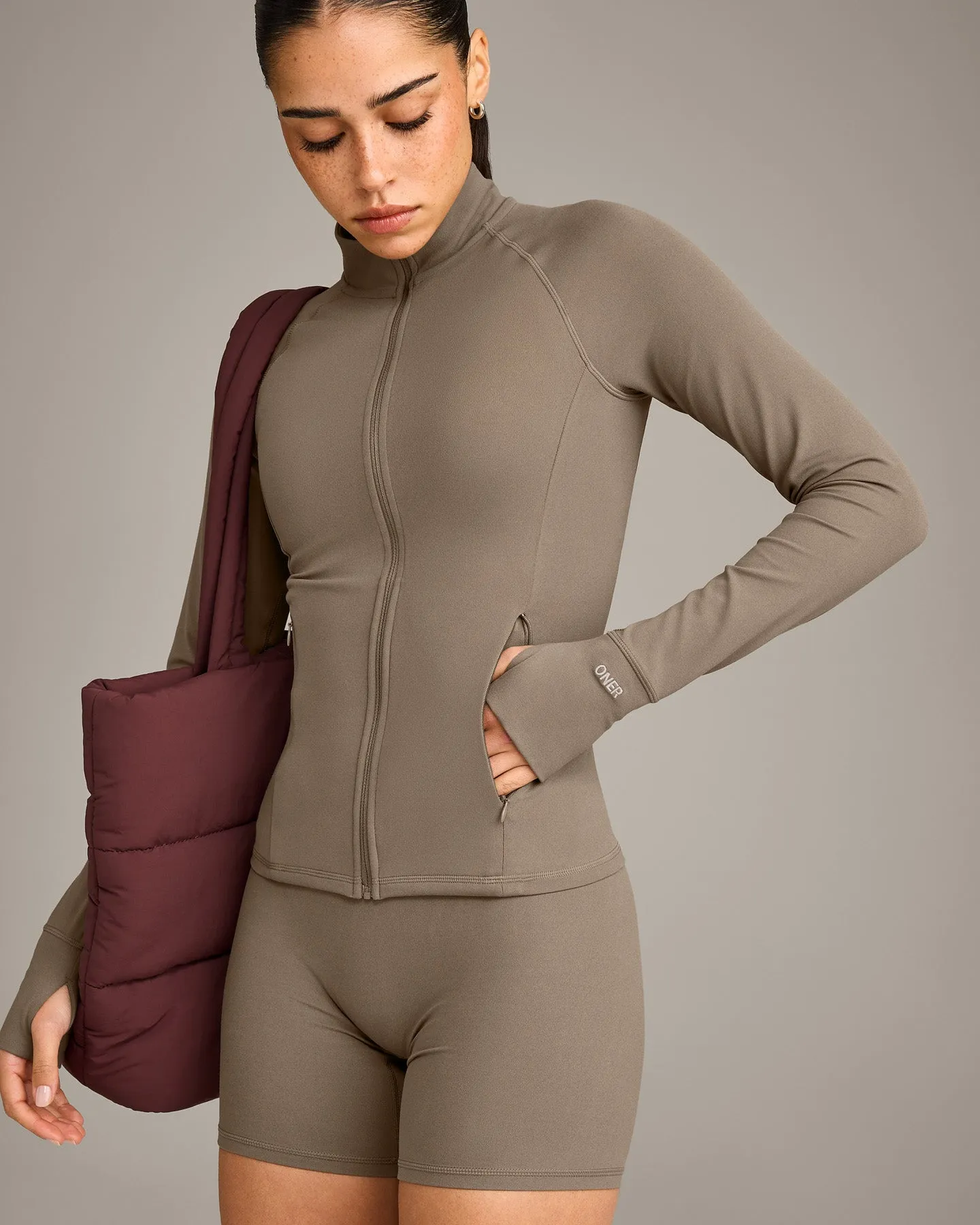 SoftMotion™ Jacket with Grey Logo | Moss Brown sold by Oner Active product image thumbnail 5
