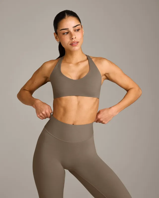 SoftMotion™ Bralette with Grey Logo | Moss Brown sold by Oner Active