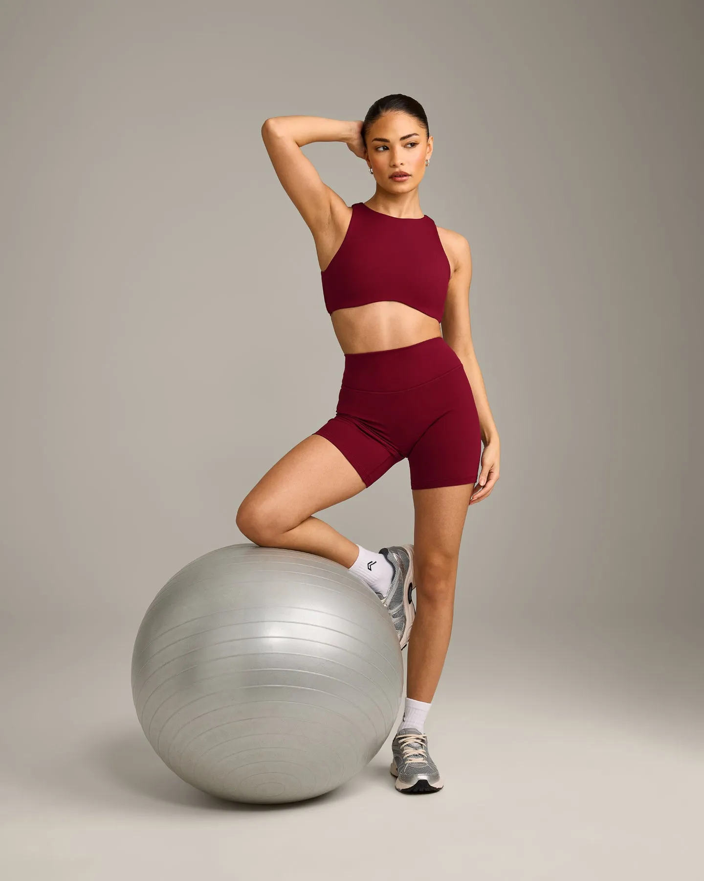 SoftMotion™ High Neck Sports Bra with Grey Logo | Ruby Red sold by Oner Active product image thumbnail 3