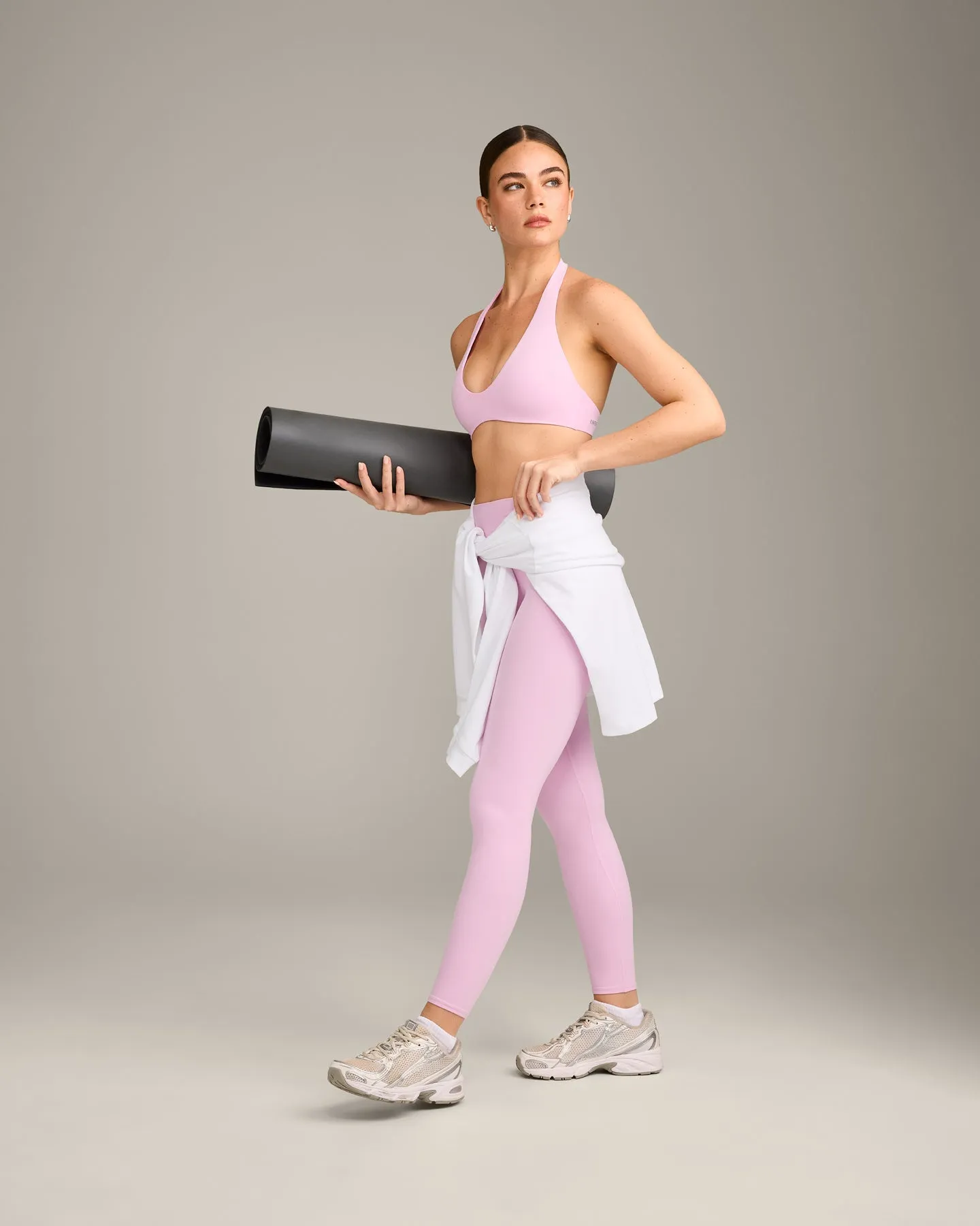SoftMotion™ High Waisted Leggings with Grey Logo | Chalk Pink sold by Oner Active product image thumbnail 3
