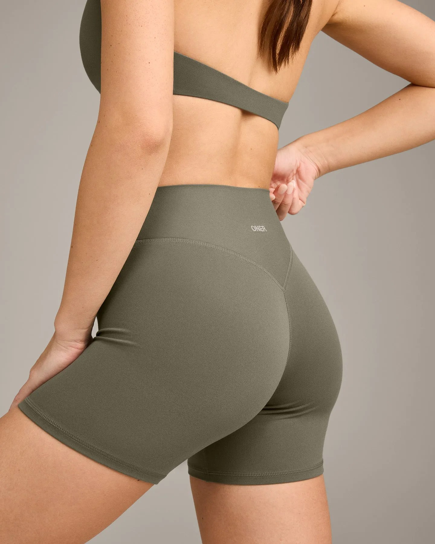 SoftMotion™ High Waisted Shorts 6" with Grey Logo | Alpine Green sold by Oner Active product image thumbnail 4