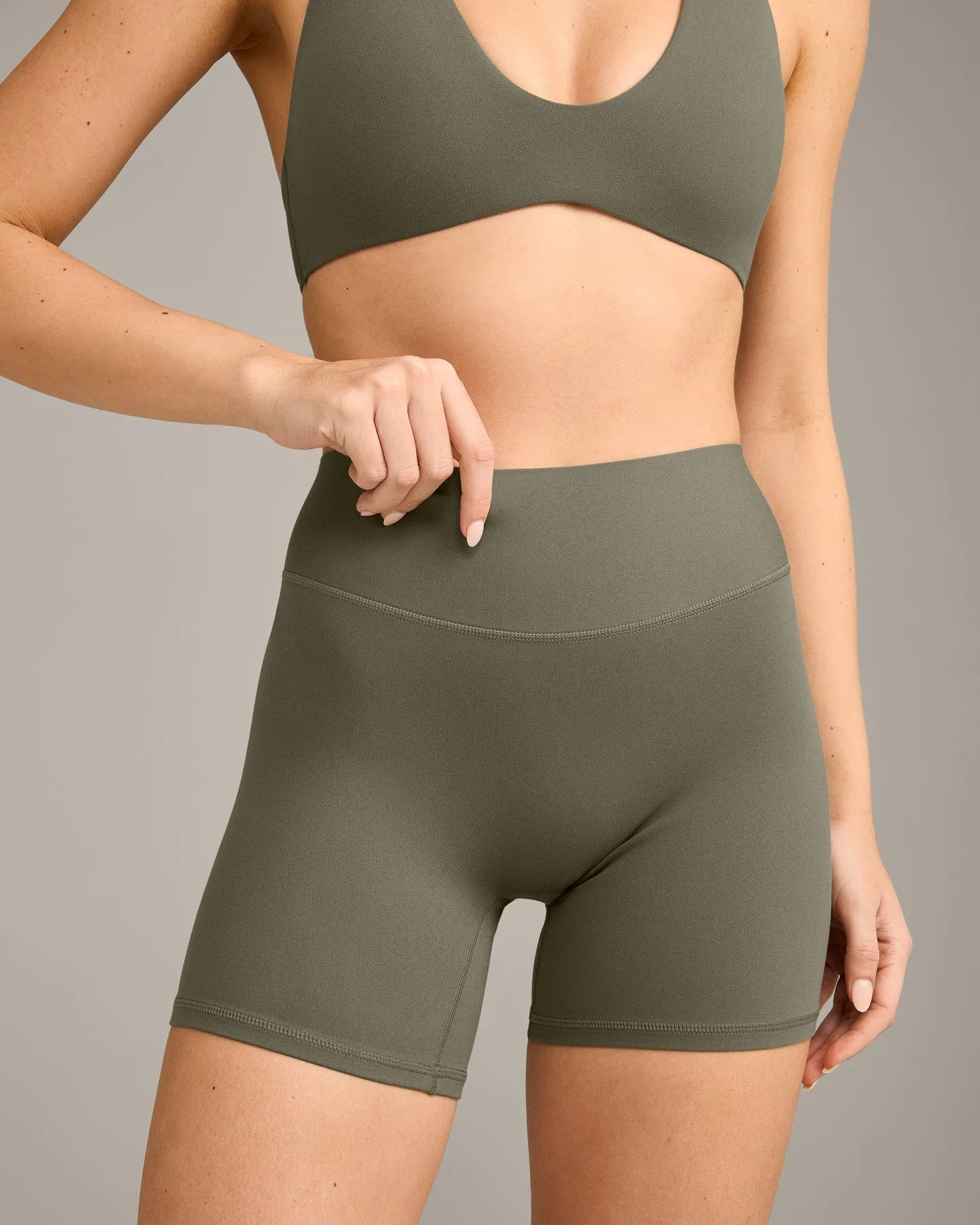 SoftMotion™ High Waisted Shorts 6" with Grey Logo | Alpine Green sold by Oner Active product image thumbnail 5
