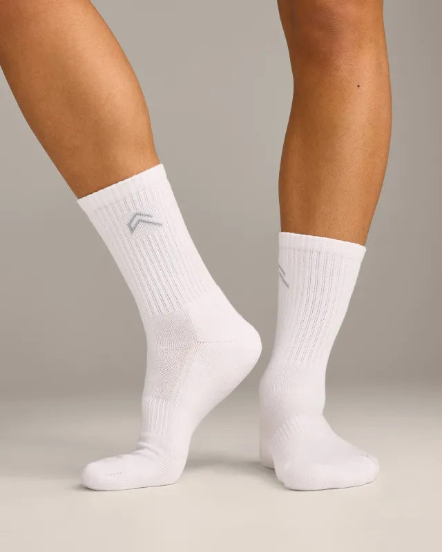 Crew Socks 3 Pack with Grey Logo | White sold by Oner Active