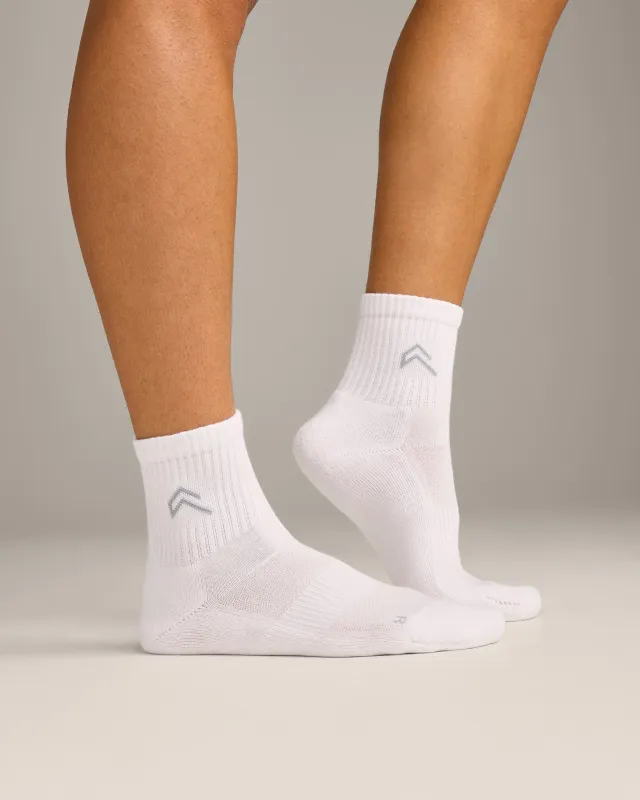 Mid Crew Socks 3 Pack with Grey Logo | White sold by Oner Active