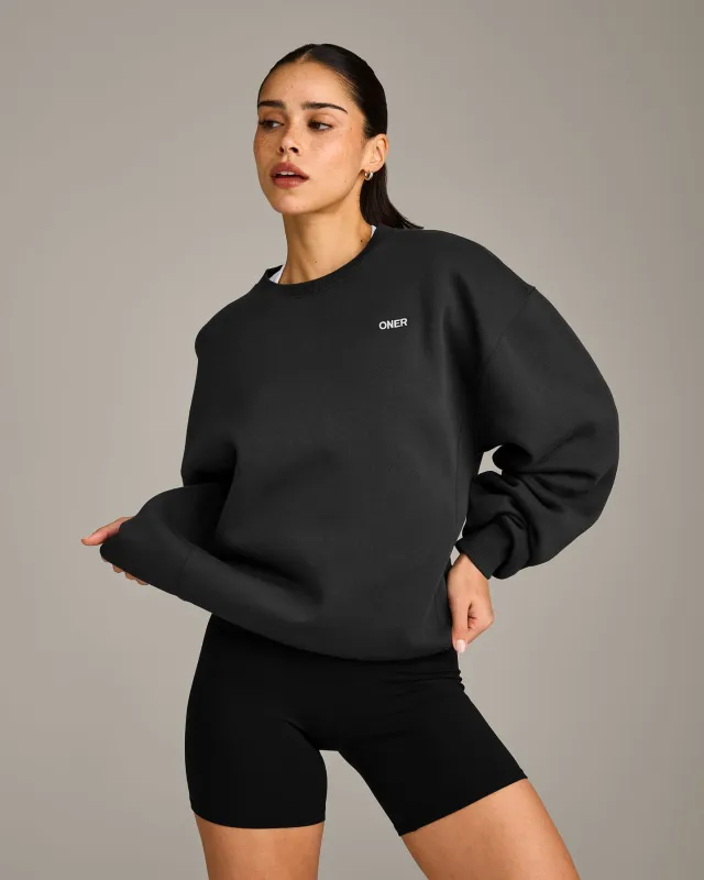 Foundations Cosy Crew Neck Sweatshirt | Soft Black made by Oner Active