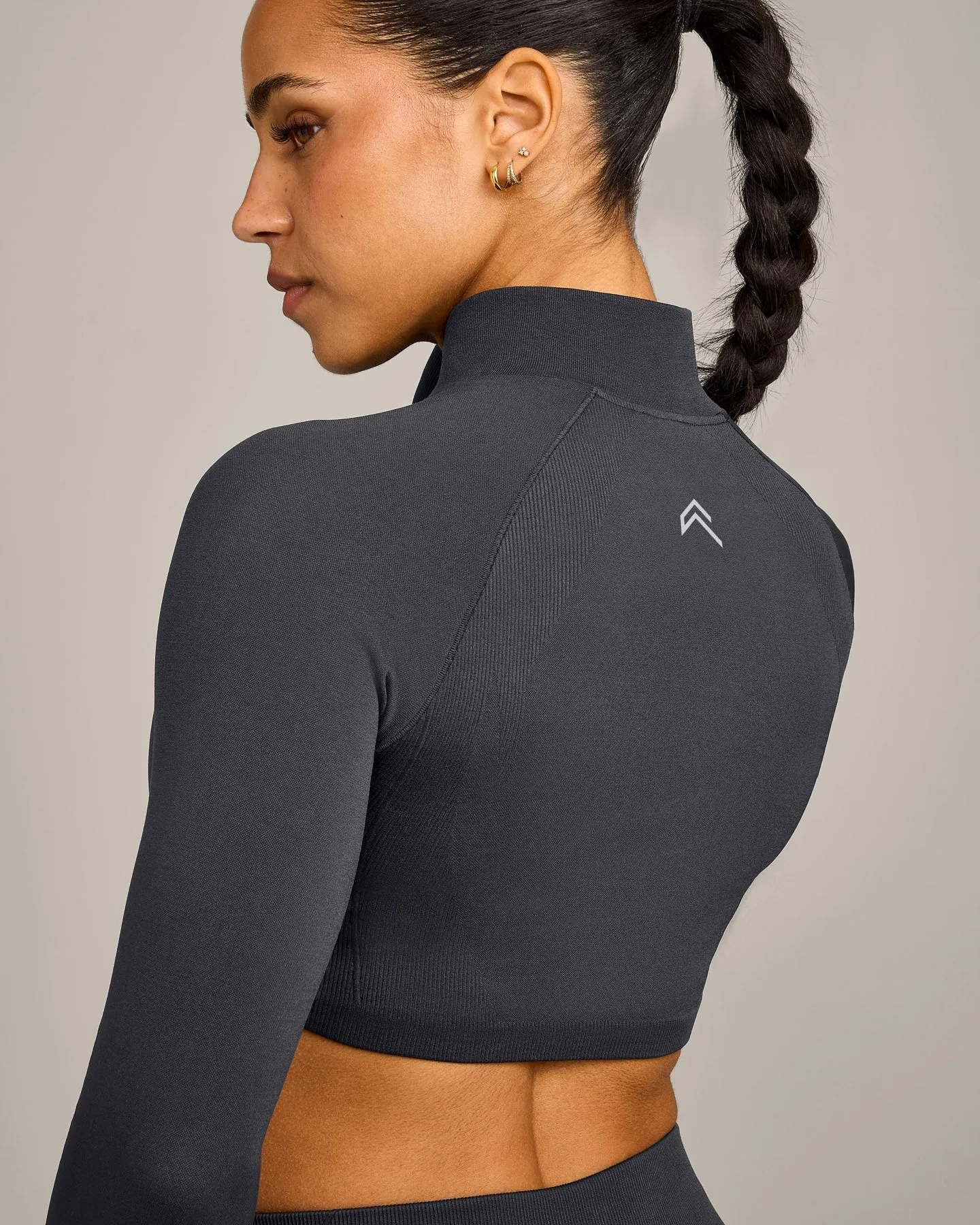 EnhanceLift™ Seamless Crop Jacket with Grey Logo | Coal sold by Oner Active product image thumbnail 4