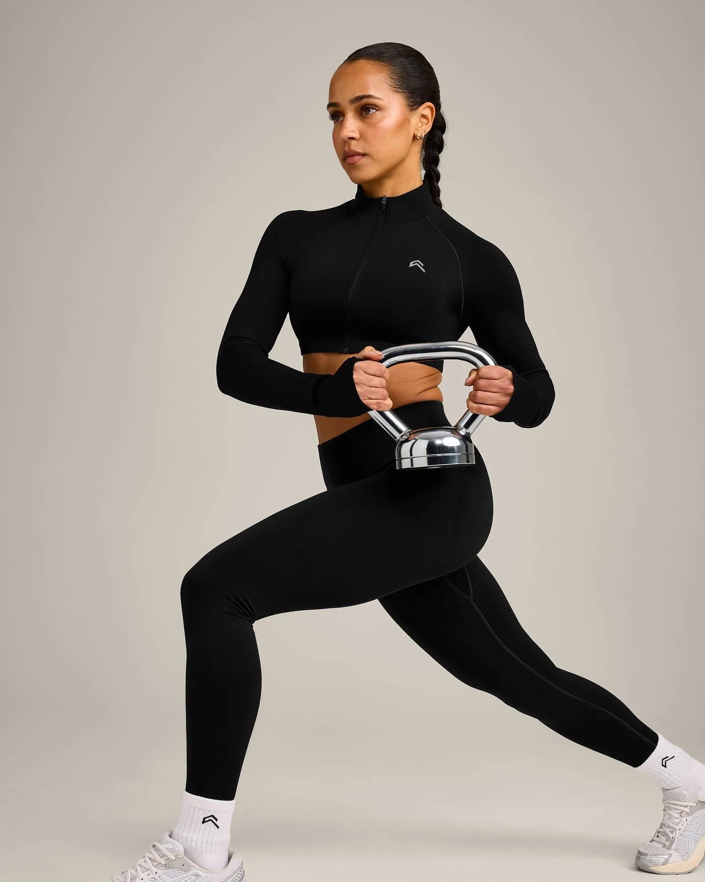 EnhanceLift™ Seamless Crop Jacket with Grey Logo | Black sold by Oner Active product image thumbnail 5