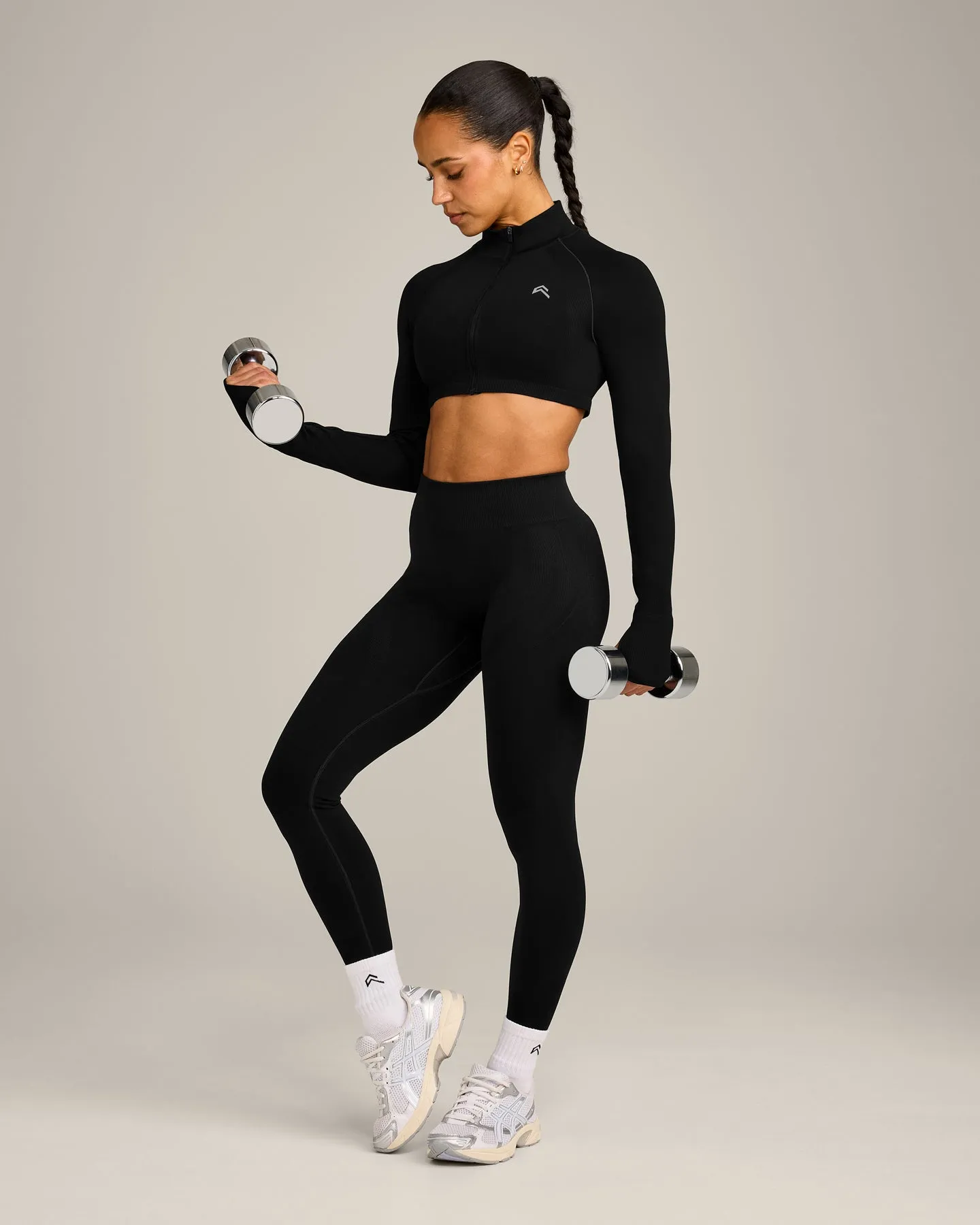 EnhanceLift™ Seamless Crop Jacket with Grey Logo | Black sold by Oner Active product image thumbnail 3