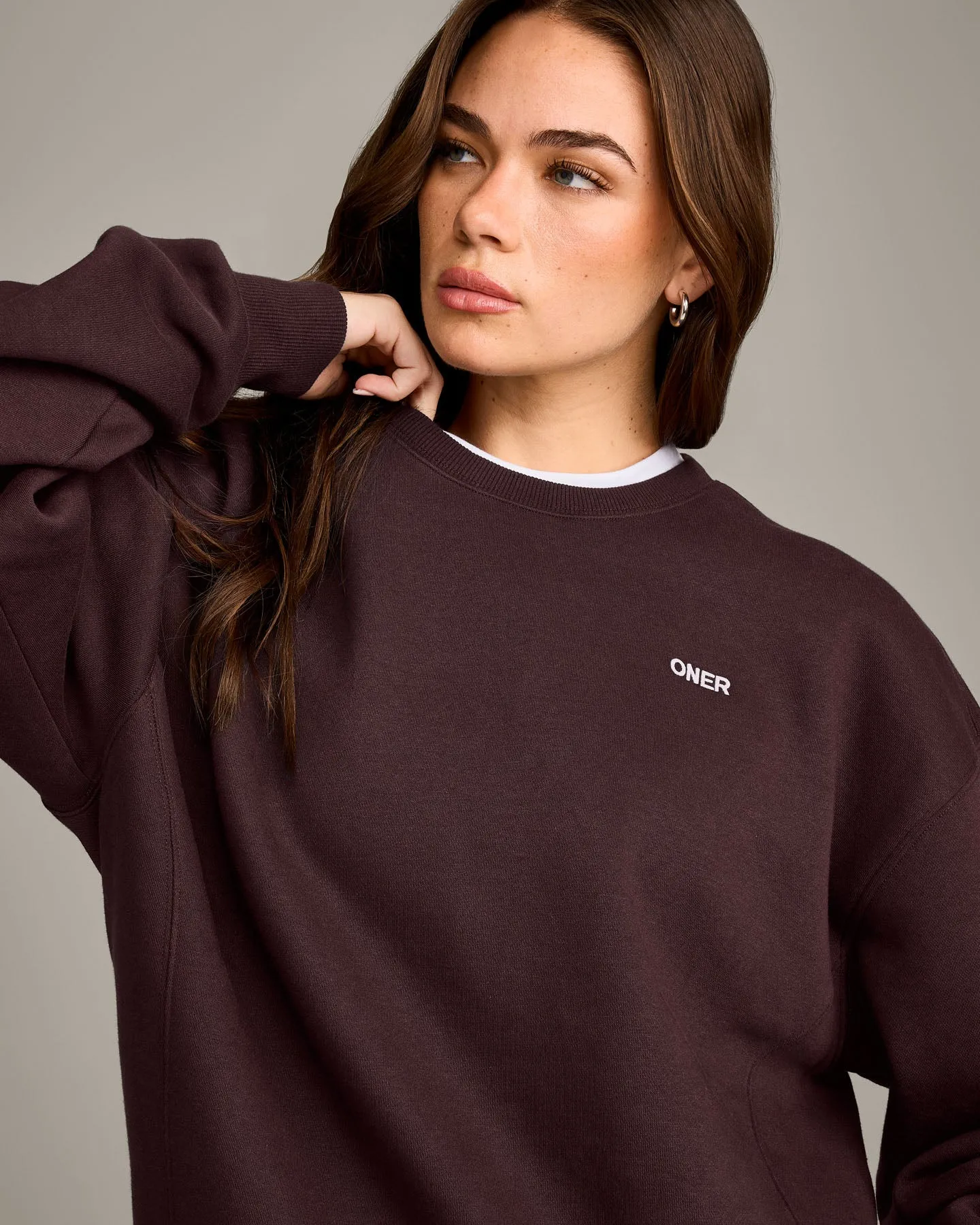 Foundations Cosy Crew Neck Sweatshirt | Plum Brown sold by Oner Active product image thumbnail 5