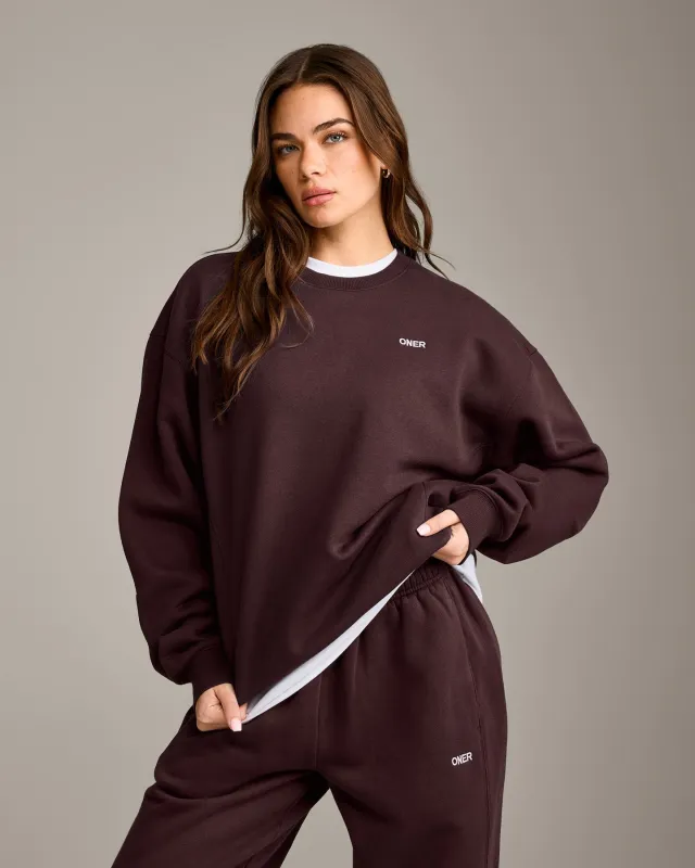 Foundations Cosy Crew Neck Sweatshirt | Plum Brown made by Oner Active