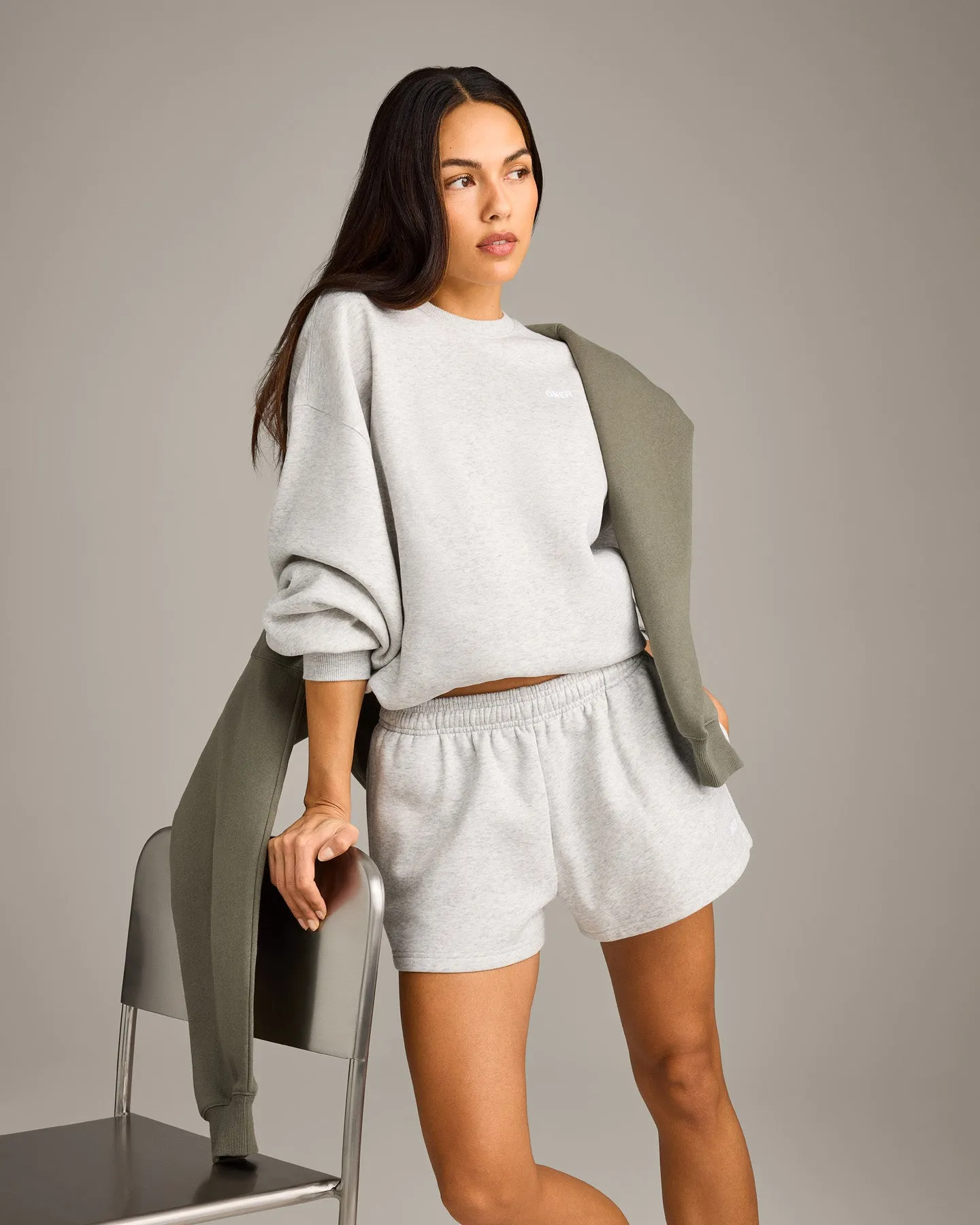 Foundations Cosy Oversized Shorts | Light Grey Marl sold by Oner Active product image thumbnail 4