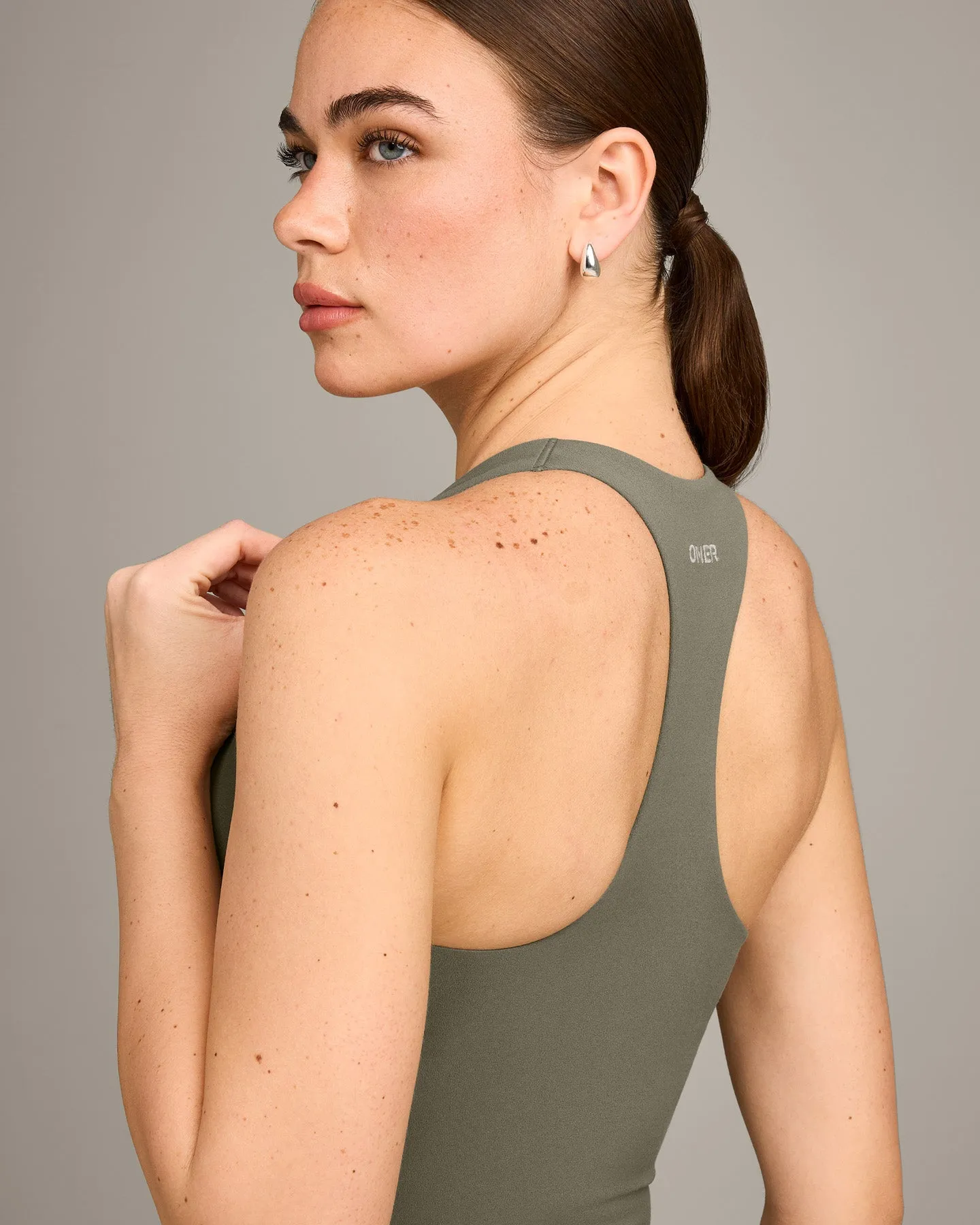 SoftMotion™ Racer Back Vest with Built in Bra Shelf with Grey Logo | Alpine Green sold by Oner Active product image thumbnail 4