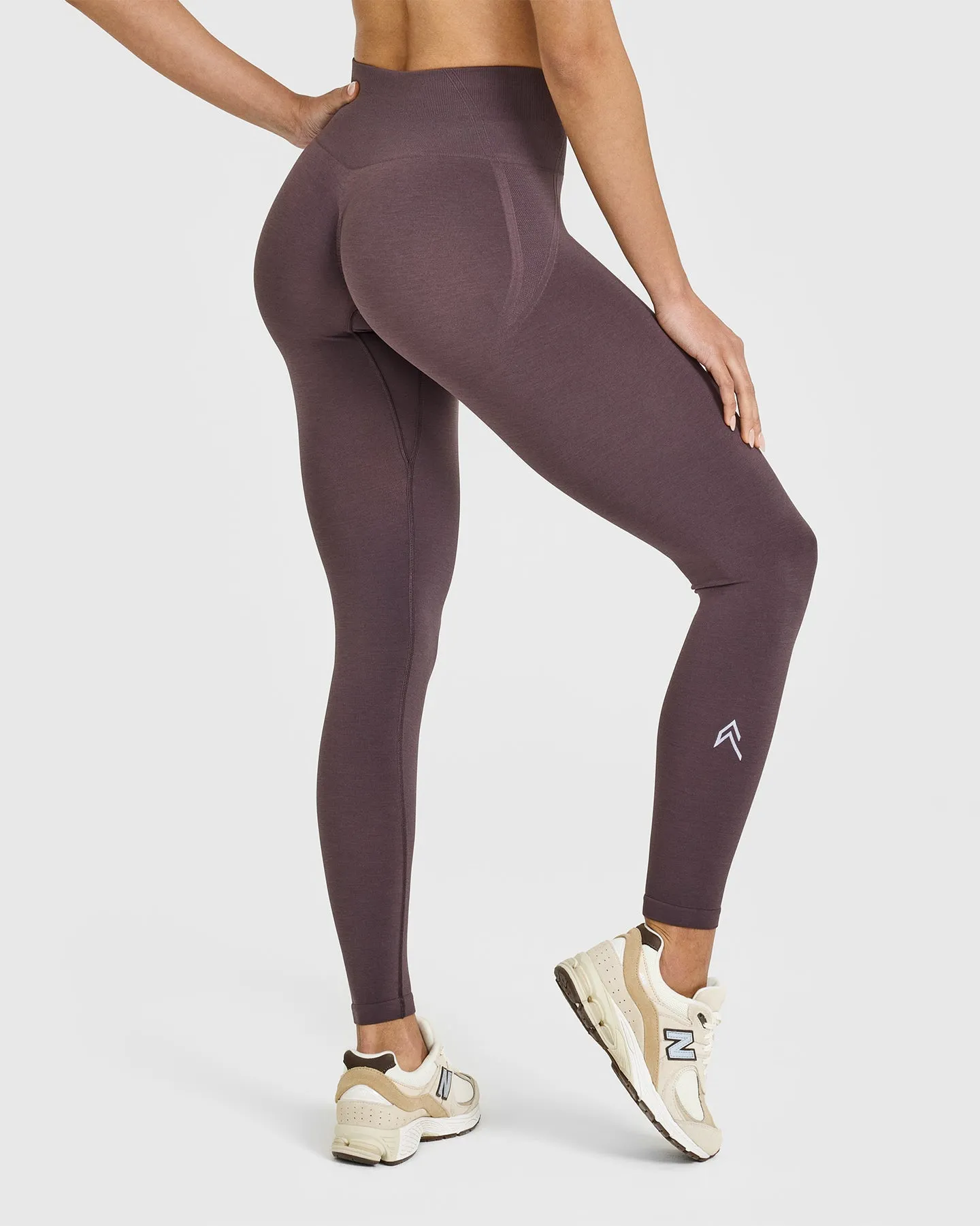 EffortlessLift™ Seamless Leggings with White Logo | Umber Brown sold by Oner Active