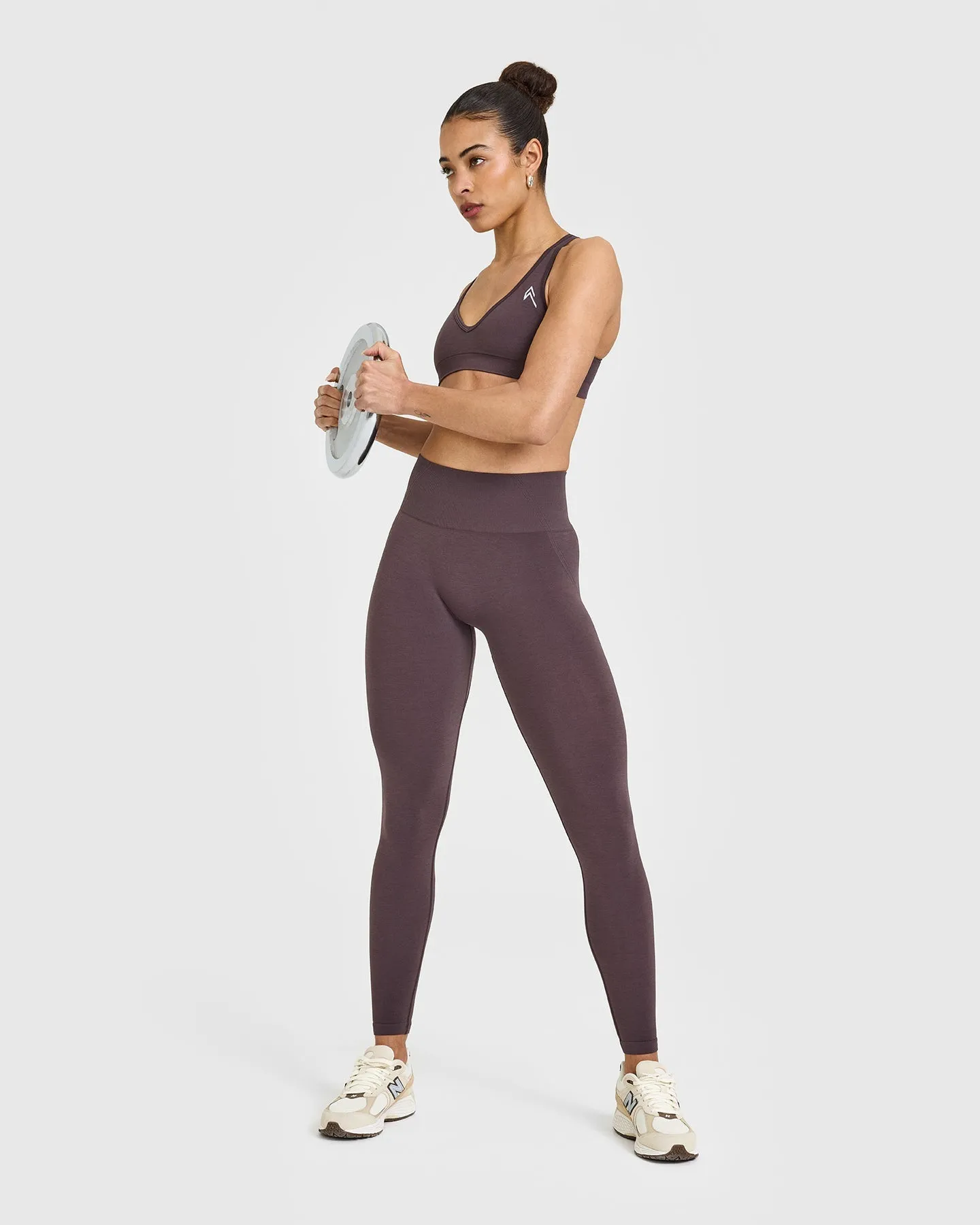 EffortlessLift™ Seamless Leggings with White Logo | Umber Brown sold by Oner Active product image thumbnail 3